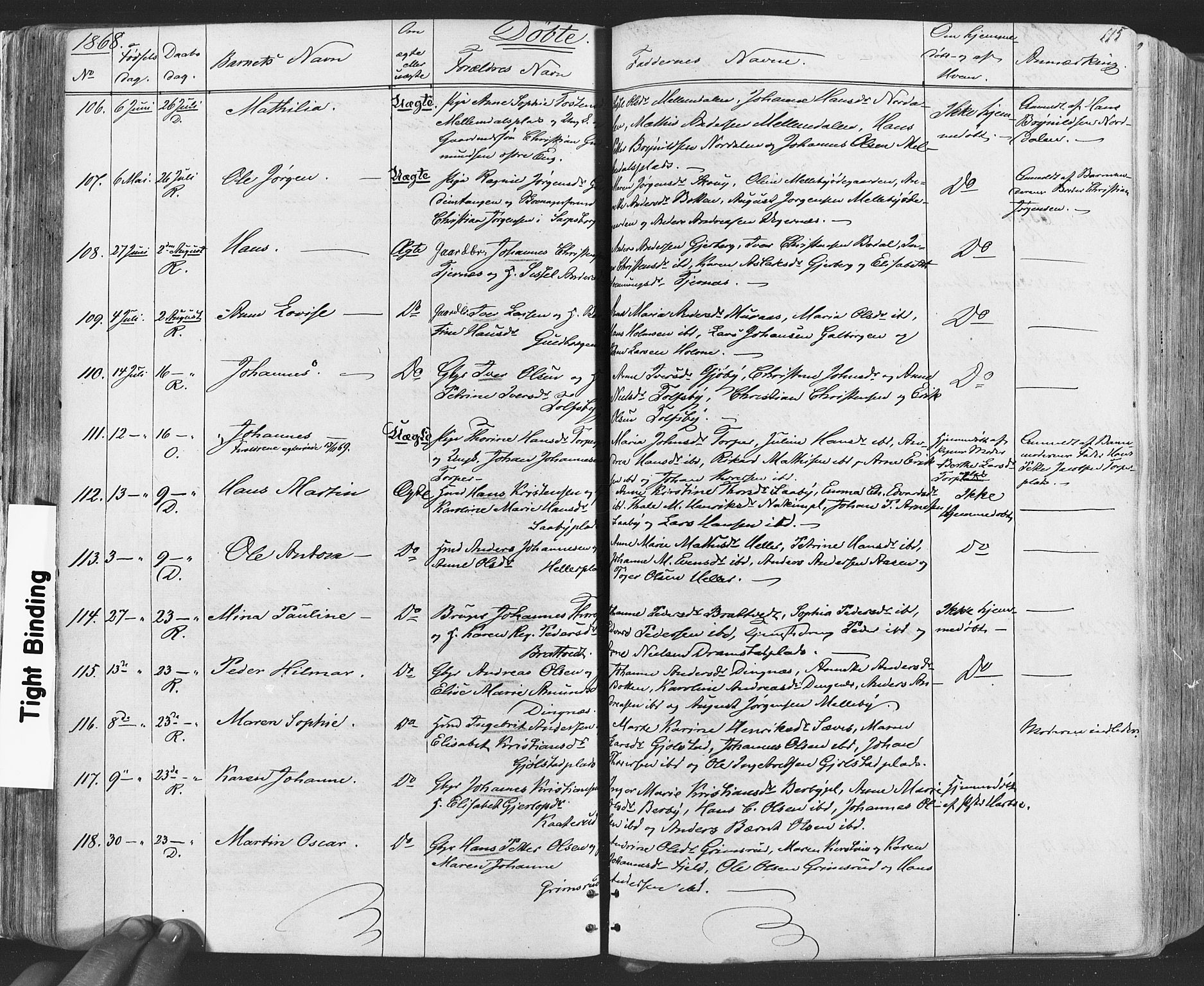Rakkestad prestekontor Kirkebøker, SAO/A-2008/F/Fa/L0011: Parish register (official) no. I 11, 1862-1877, p. 115