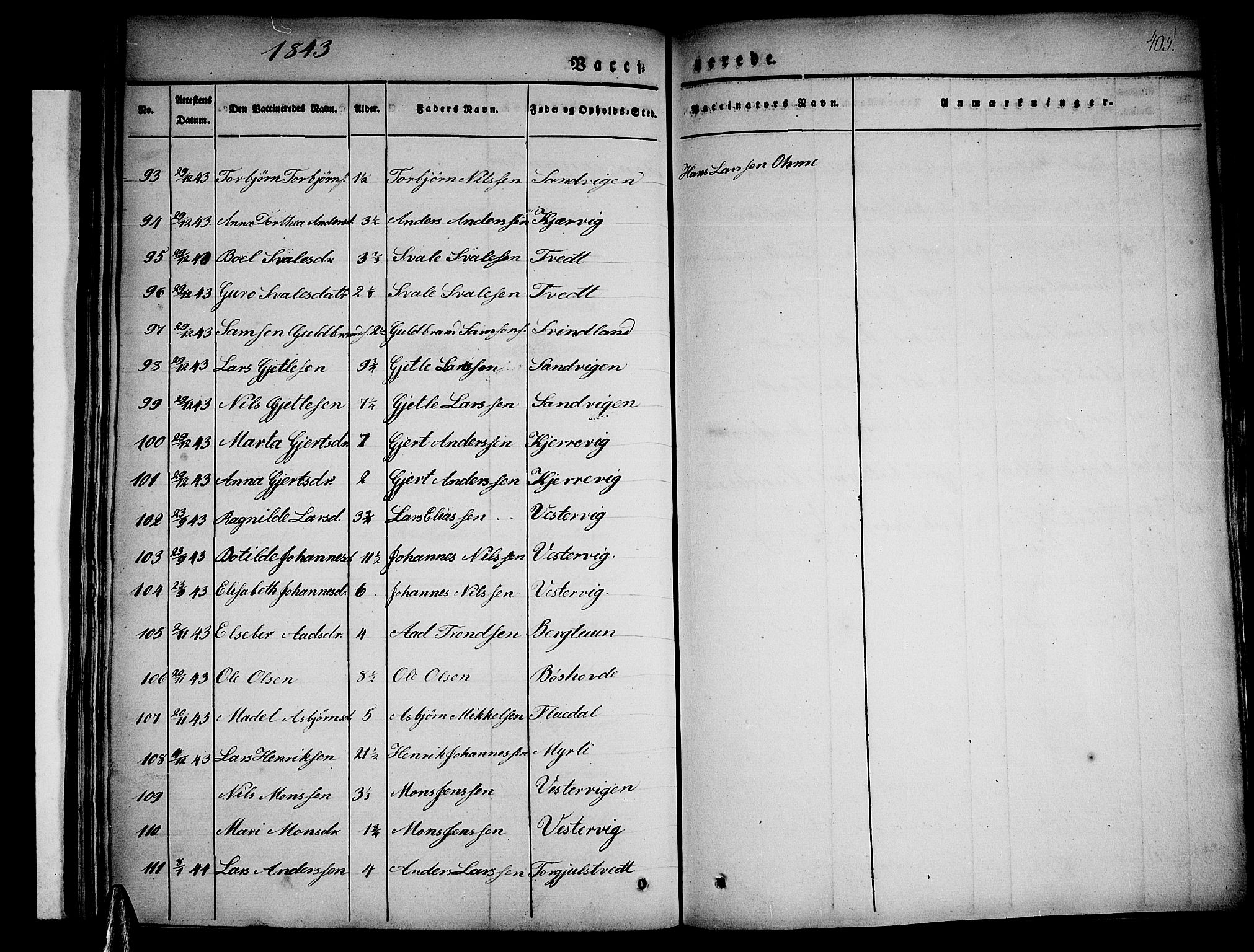 Strandebarm sokneprestembete, AV/SAB-A-78401/H/Haa: Parish register (official) no. A 6, 1826-1843, p. 405