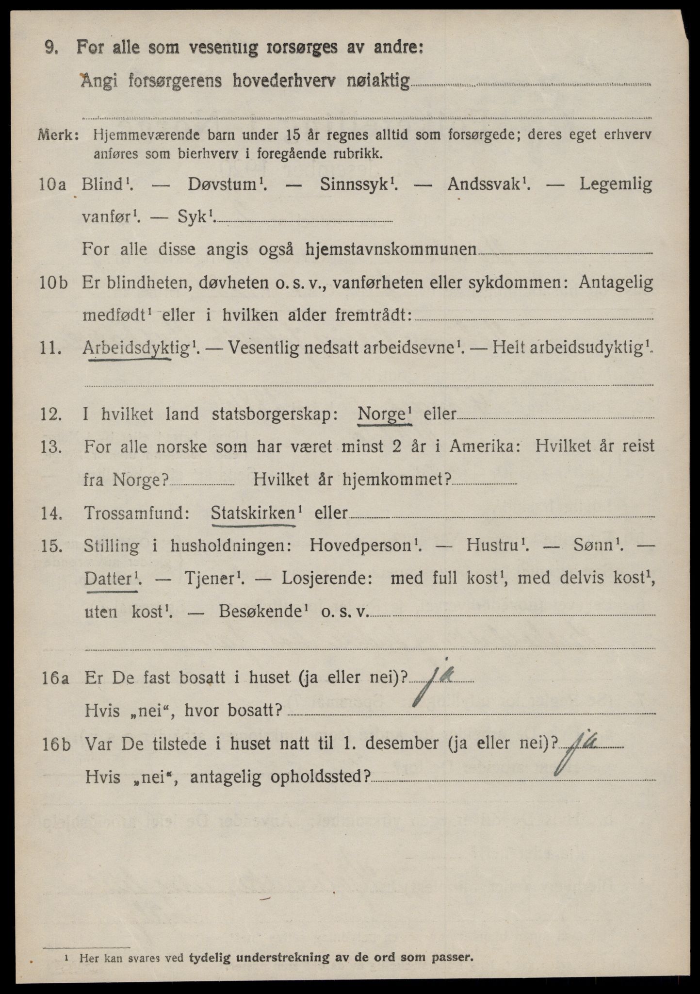 SAT, 1920 census for Volda, 1920, p. 6133