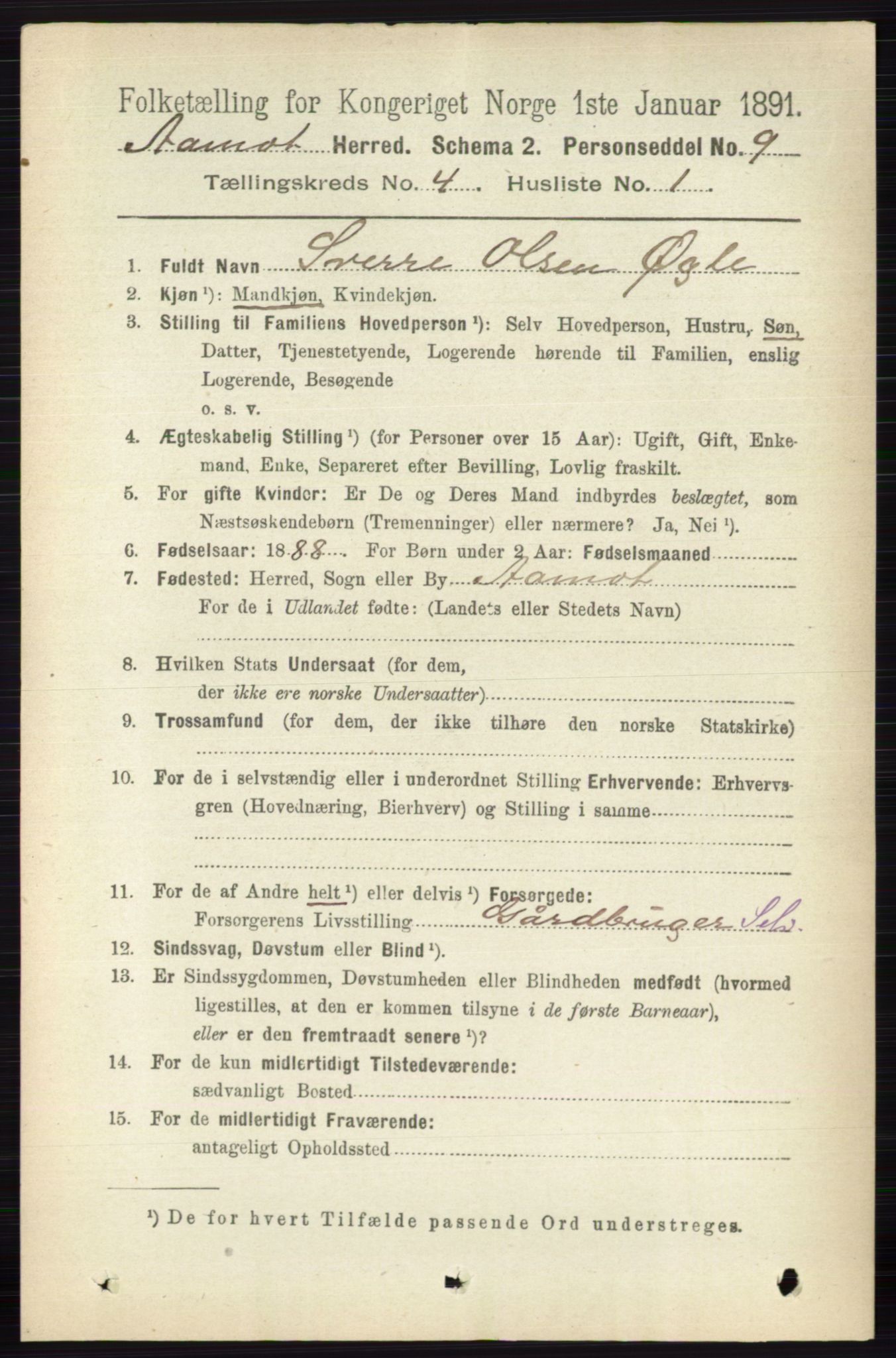 RA, 1891 census for 0429 Åmot, 1891, p. 2130