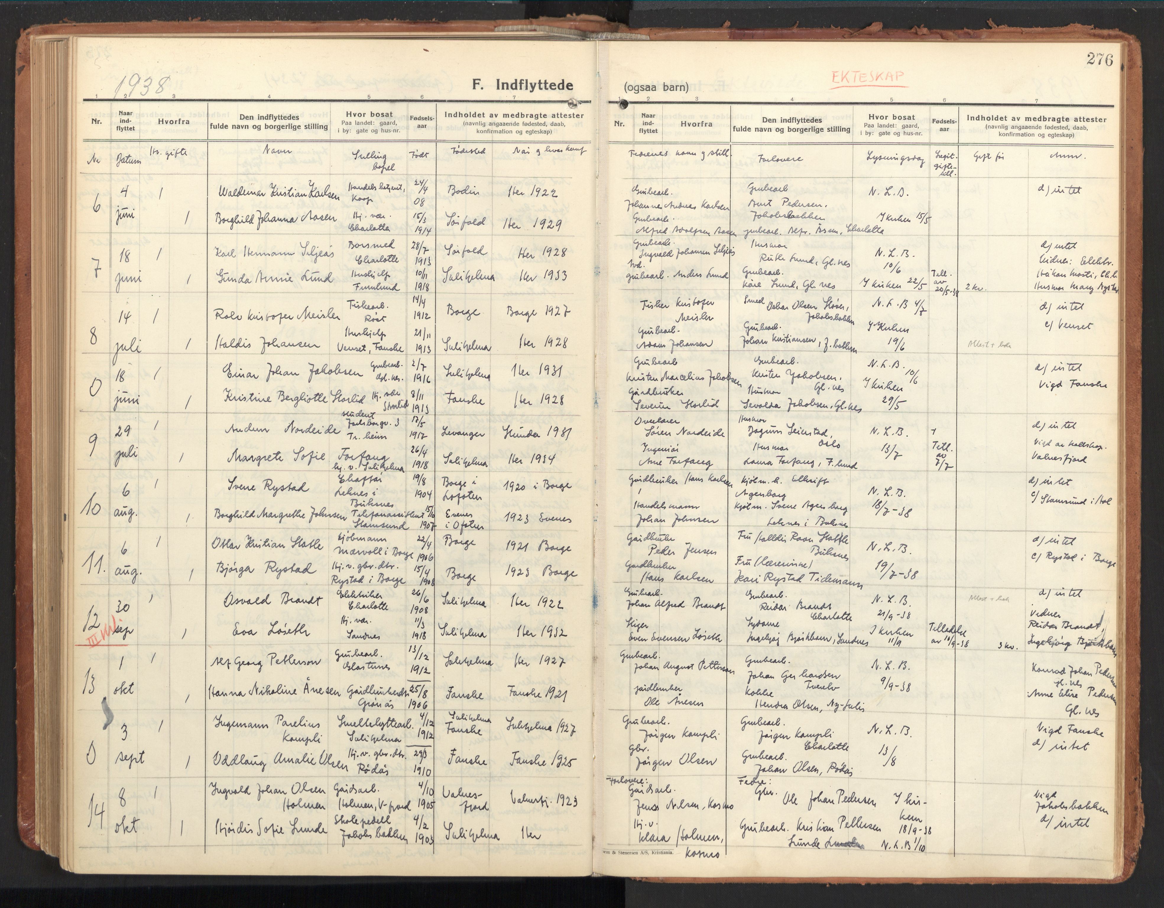 Ministerialprotokoller, klokkerbøker og fødselsregistre - Nordland, AV/SAT-A-1459/850/L0716: Curate's parish register no. 850B06, 1924-1938, p. 276