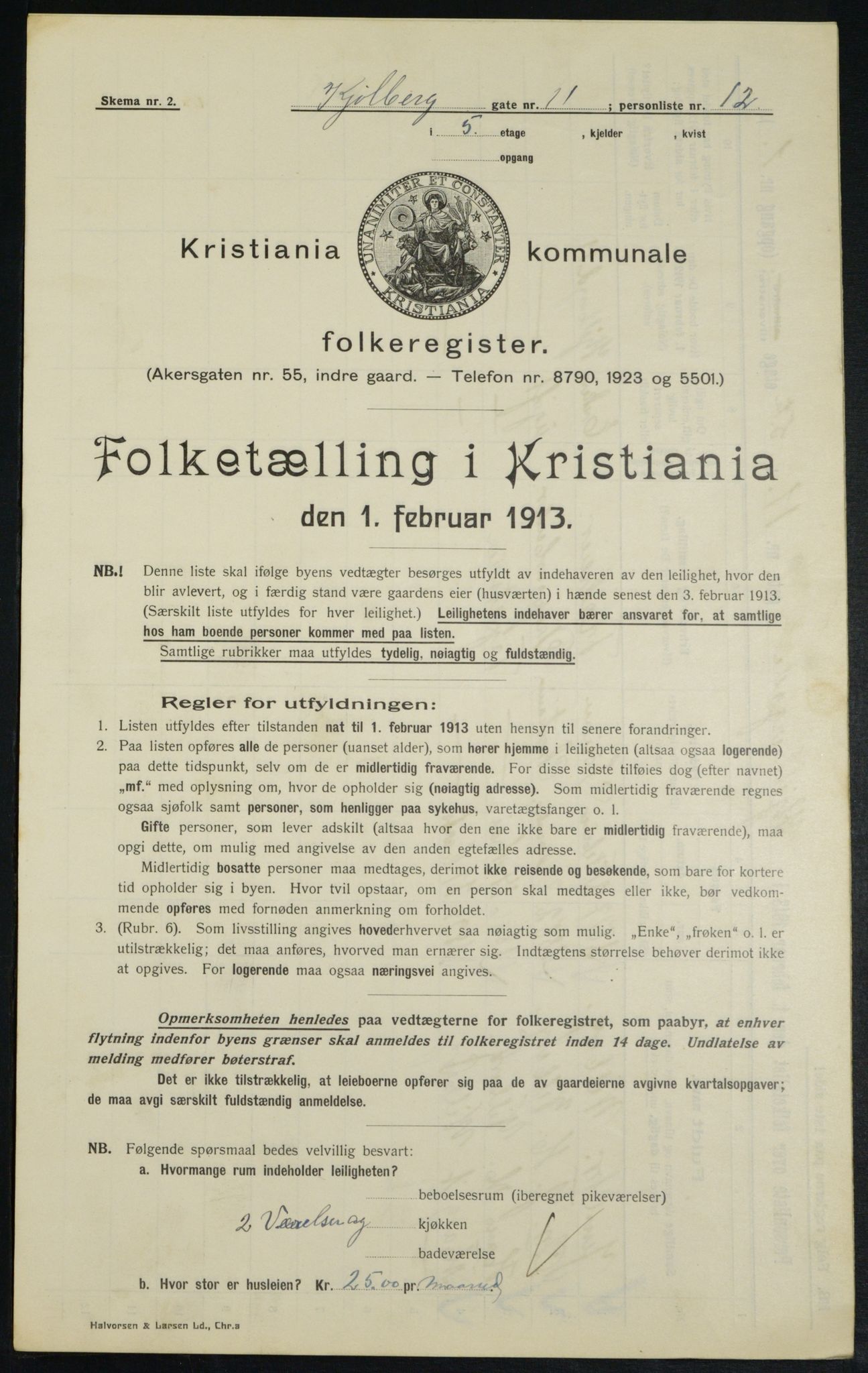 OBA, Municipal Census 1913 for Kristiania, 1913, p. 51240