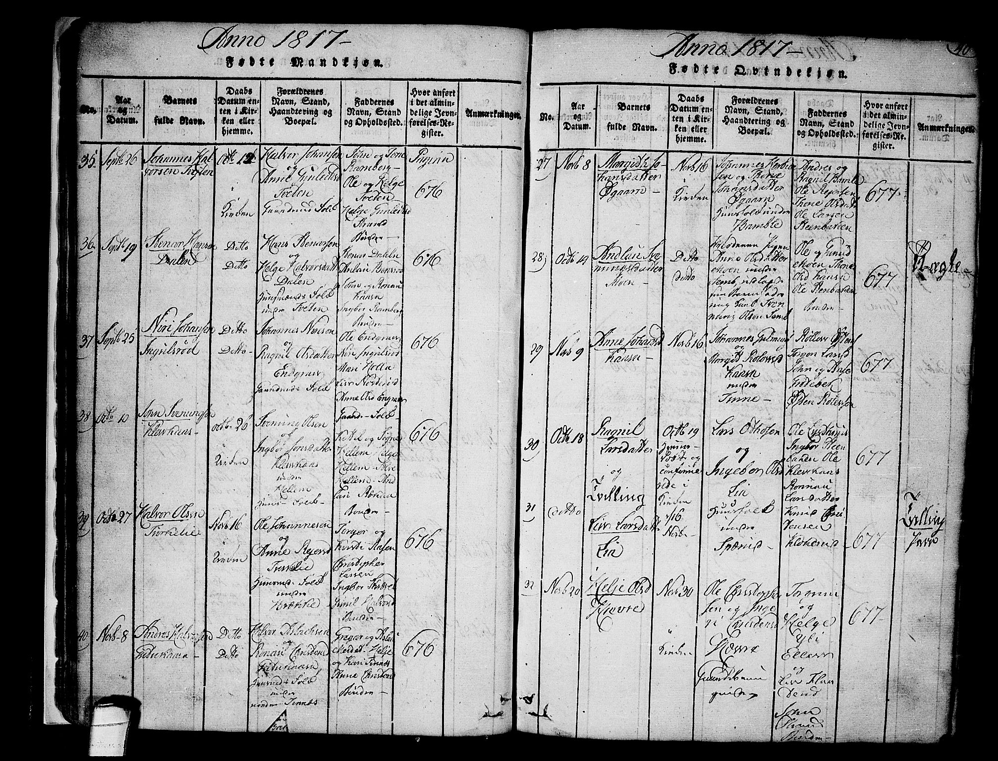 Heddal kirkebøker, AV/SAKO-A-268/F/Fa/L0005: Parish register (official) no. I 5, 1814-1837, p. 39-40