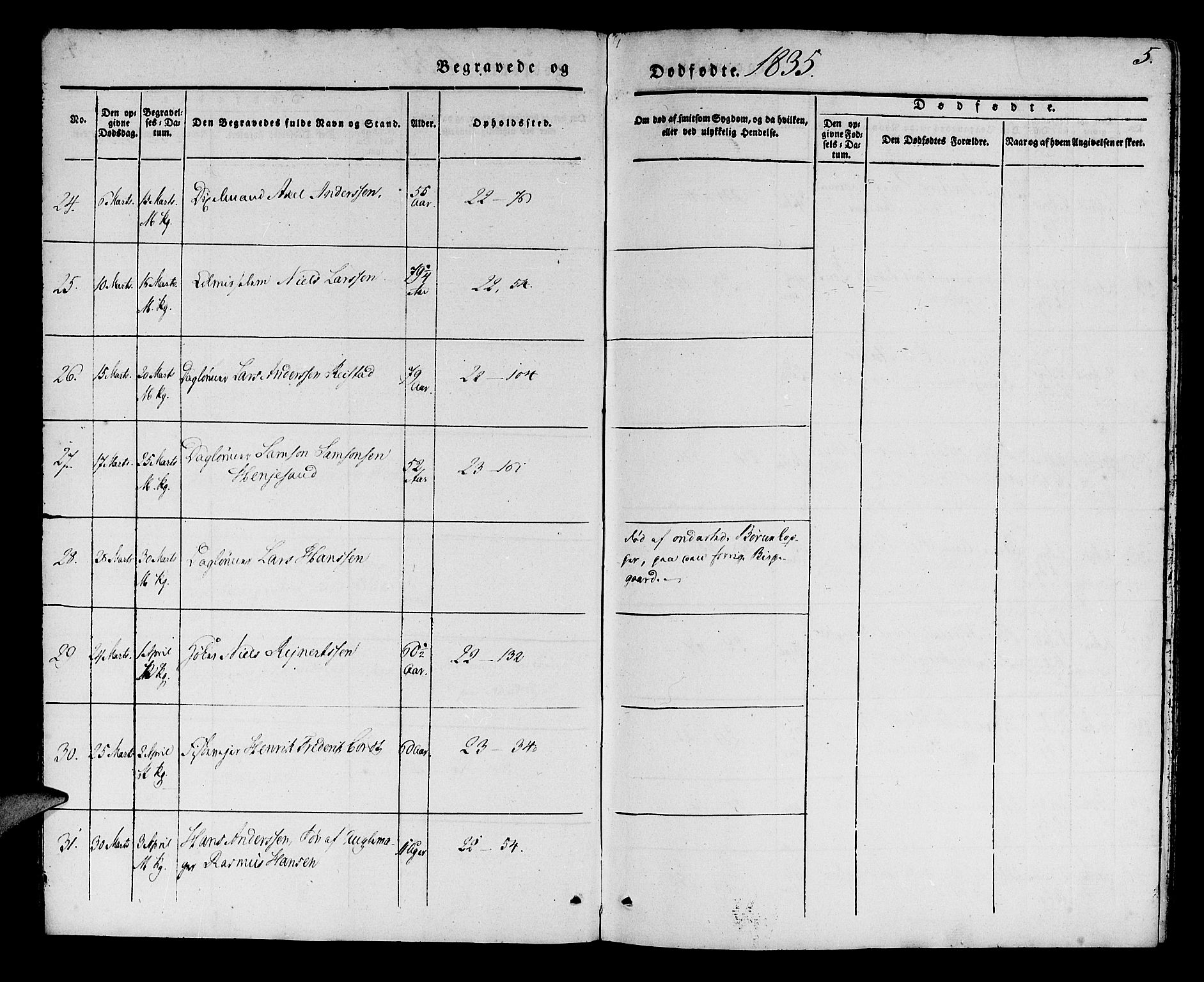 Korskirken sokneprestembete, AV/SAB-A-76101/H/Haa/L0043: Parish register (official) no. E 1, 1834-1848, p. 5