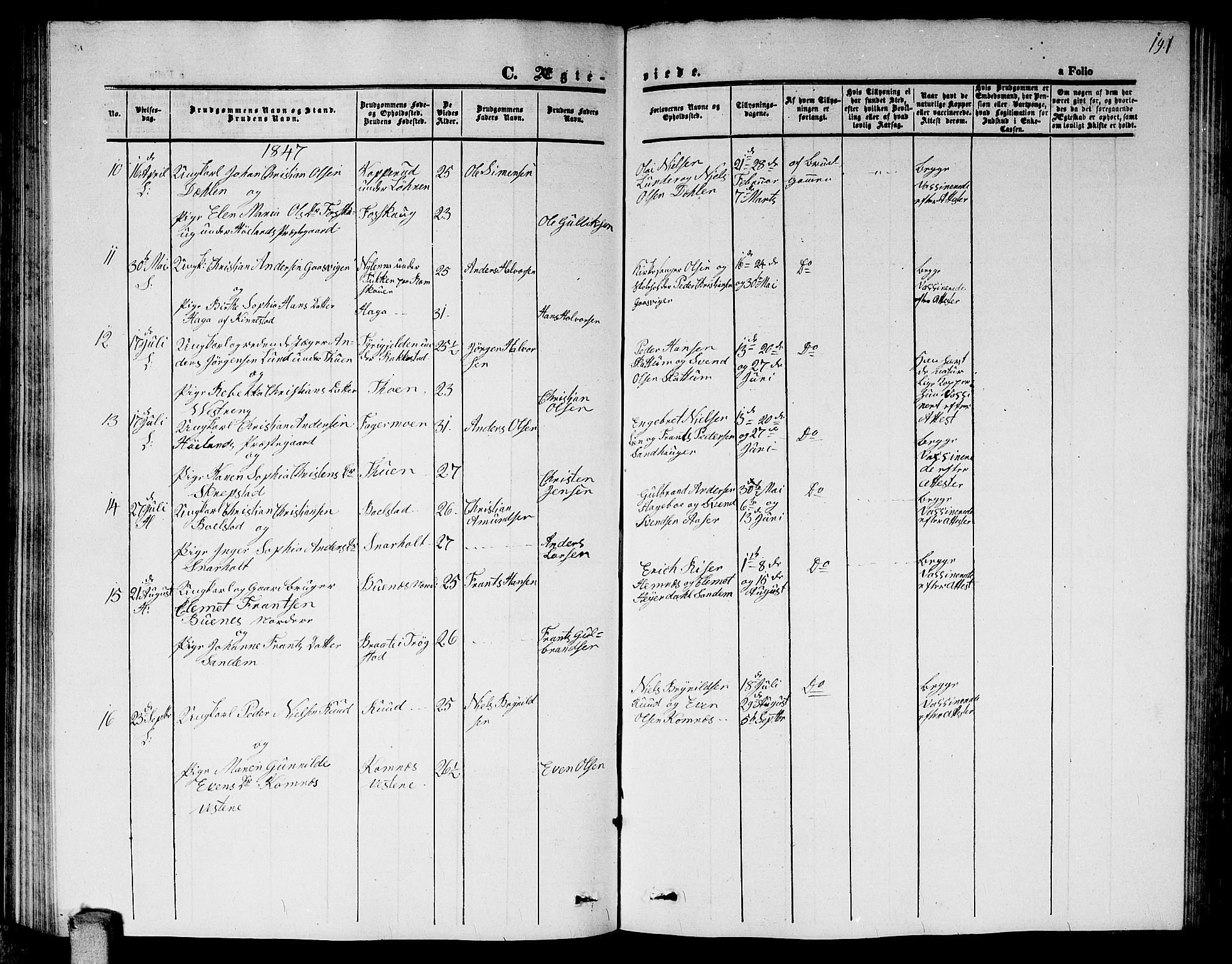 Høland prestekontor Kirkebøker, AV/SAO-A-10346a/G/Ga/L0003: Parish register (copy) no. I 3, 1846-1853, p. 191