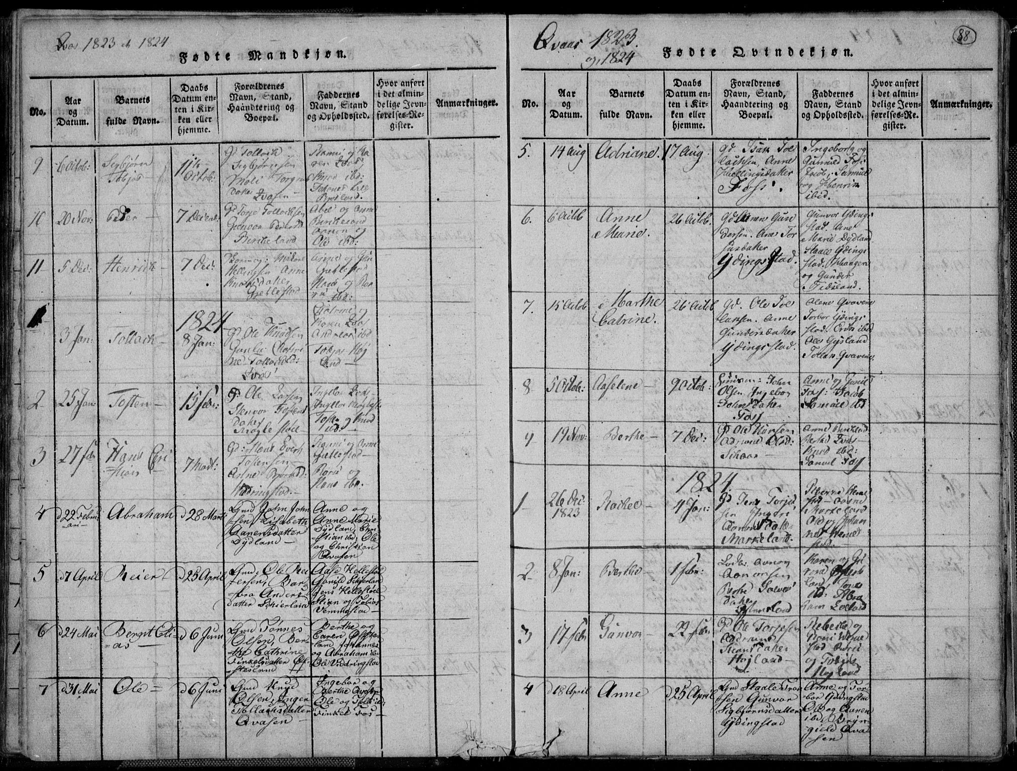 Lyngdal sokneprestkontor, AV/SAK-1111-0029/F/Fa/Fac/L0006: Parish register (official) no. A 6, 1815-1825, p. 88