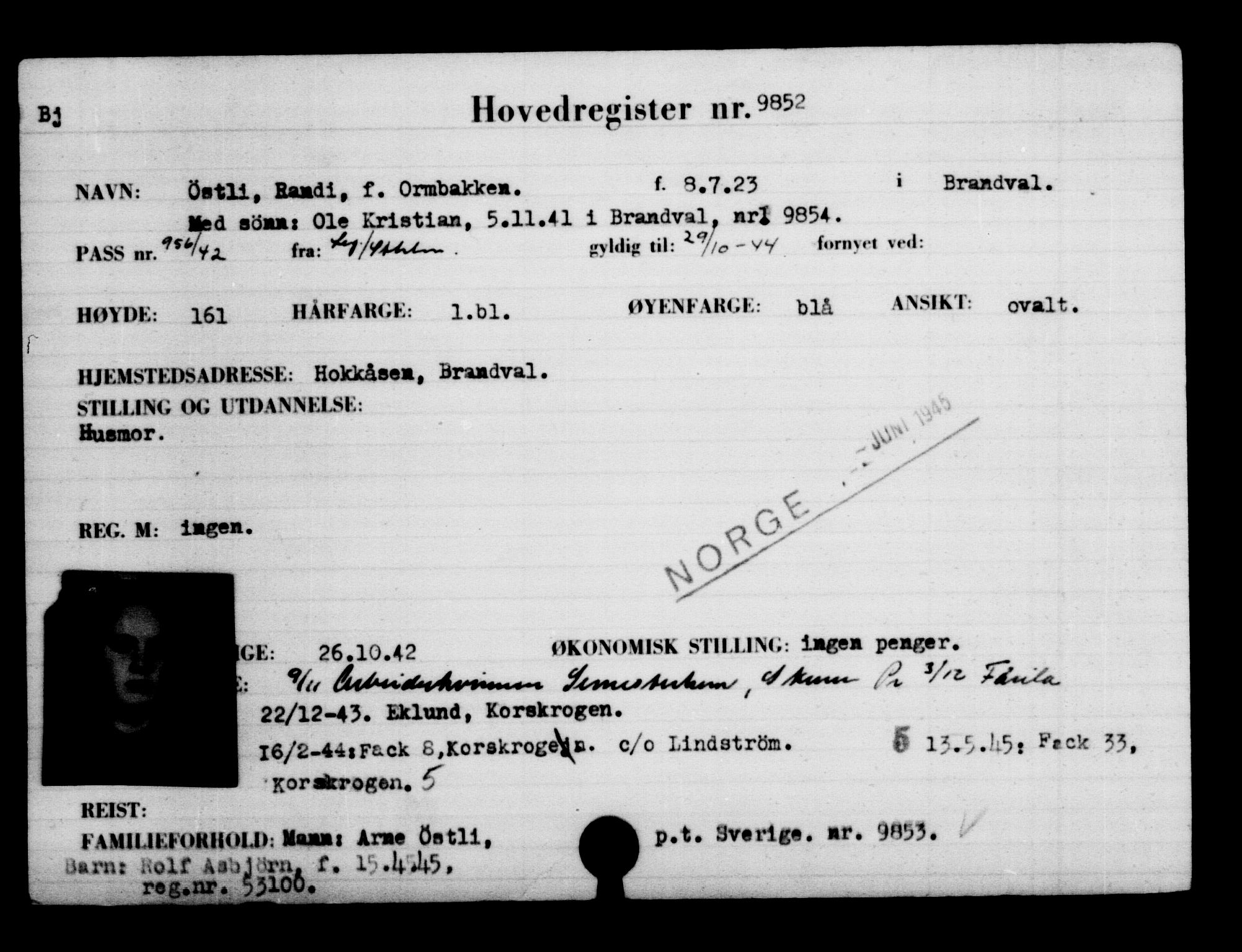 Utenriksstasjonene, Legasjonen i Stockholm, Flyktningkontoret, AV/RA-S-6753/V/Va/L0006: Kjesäterkartoteket, flyktninger med registreringsnr. 9400-12711, 1940-1945, p. 507
