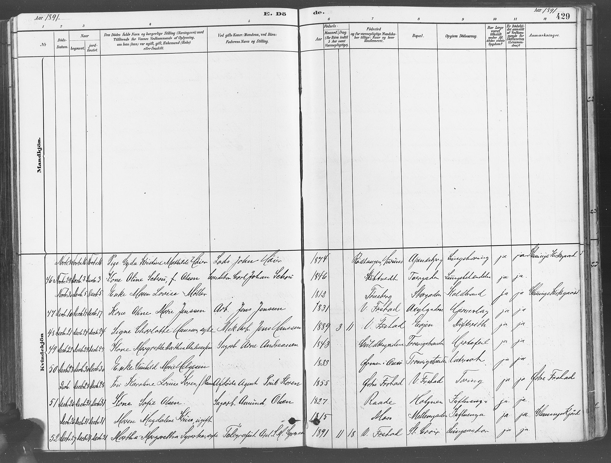 Fredrikstad domkirkes prestekontor Kirkebøker, AV/SAO-A-10906/G/Ga/L0003: Parish register (copy) no. 3, 1880-1900, p. 429