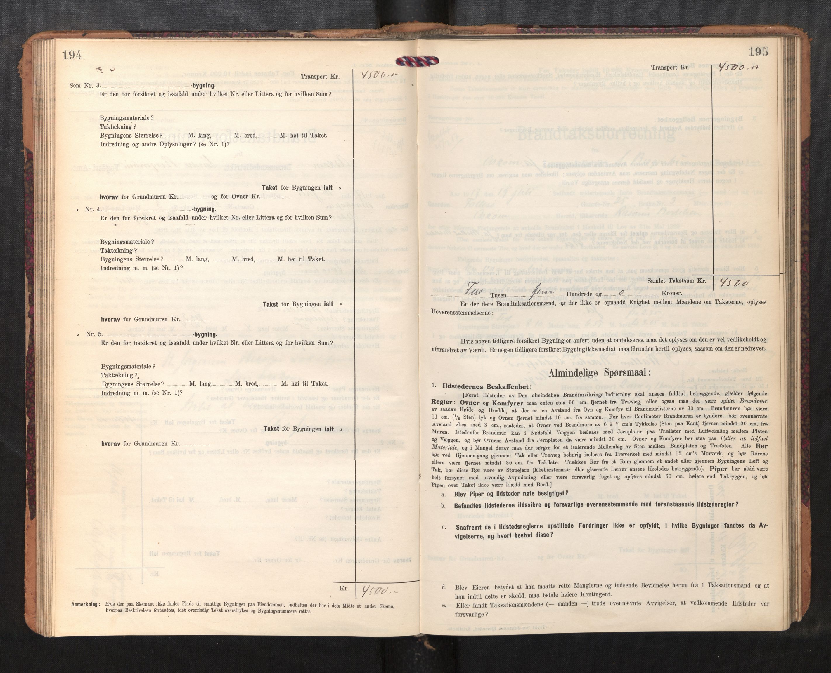 Lensmannen i Askøy, AV/SAB-A-31001/0012/L0007: Branntakstprotokoll, skjematakst, 1910-1919, p. 194-195