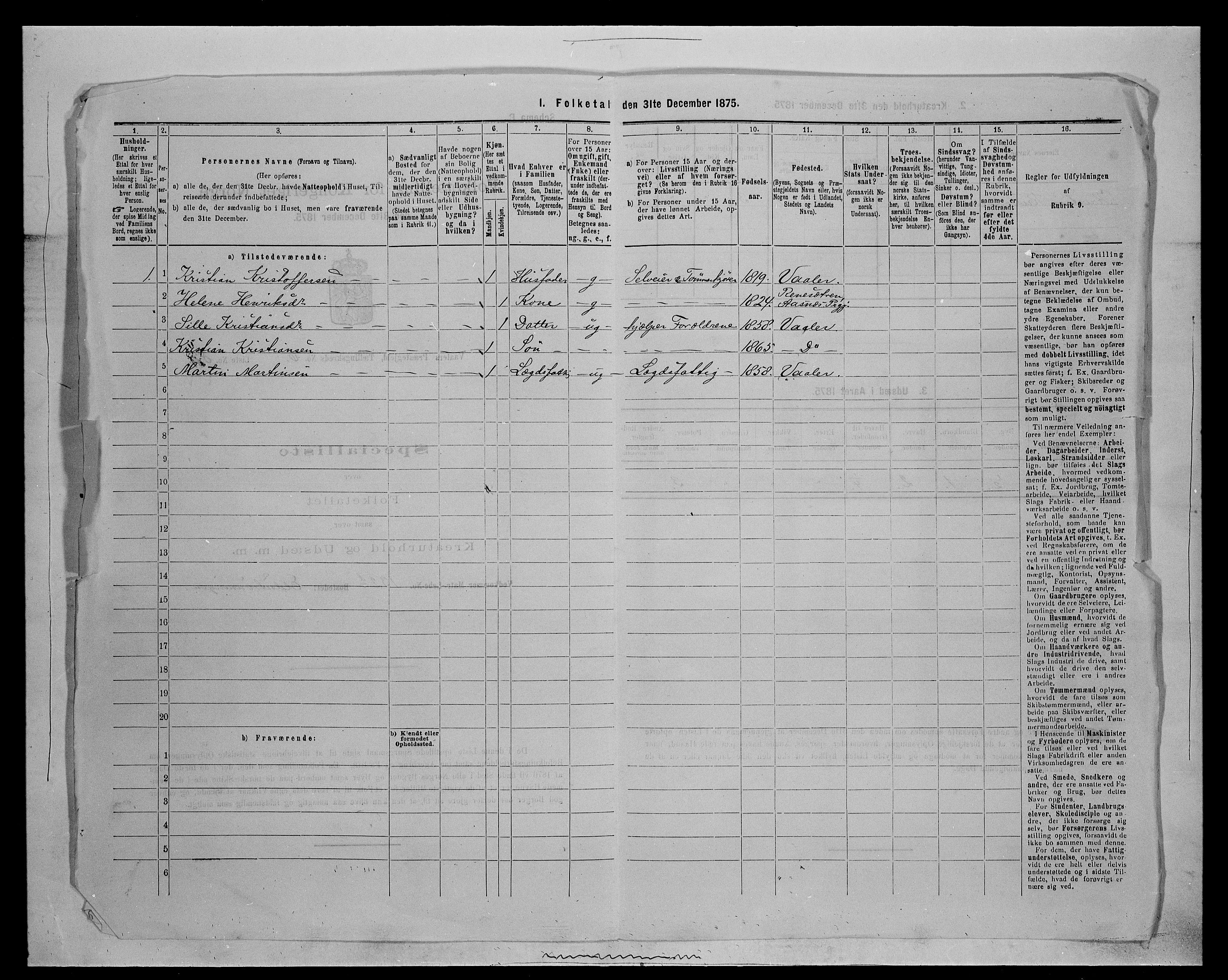 SAH, 1875 census for 0426P Våler parish (Hedmark), 1875, p. 878