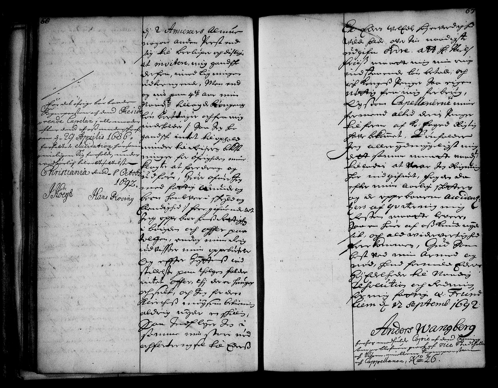 Stattholderembetet 1572-1771, AV/RA-EA-2870/Ae/L0010: Supplikasjons- og resolusjonsprotokoll, 1692-1693, p. 66-67