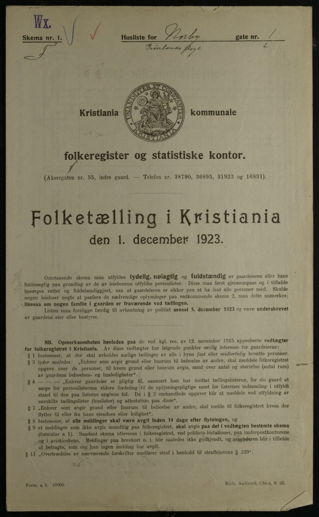 OBA, Municipal Census 1923 for Kristiania, 1923, p. 78657