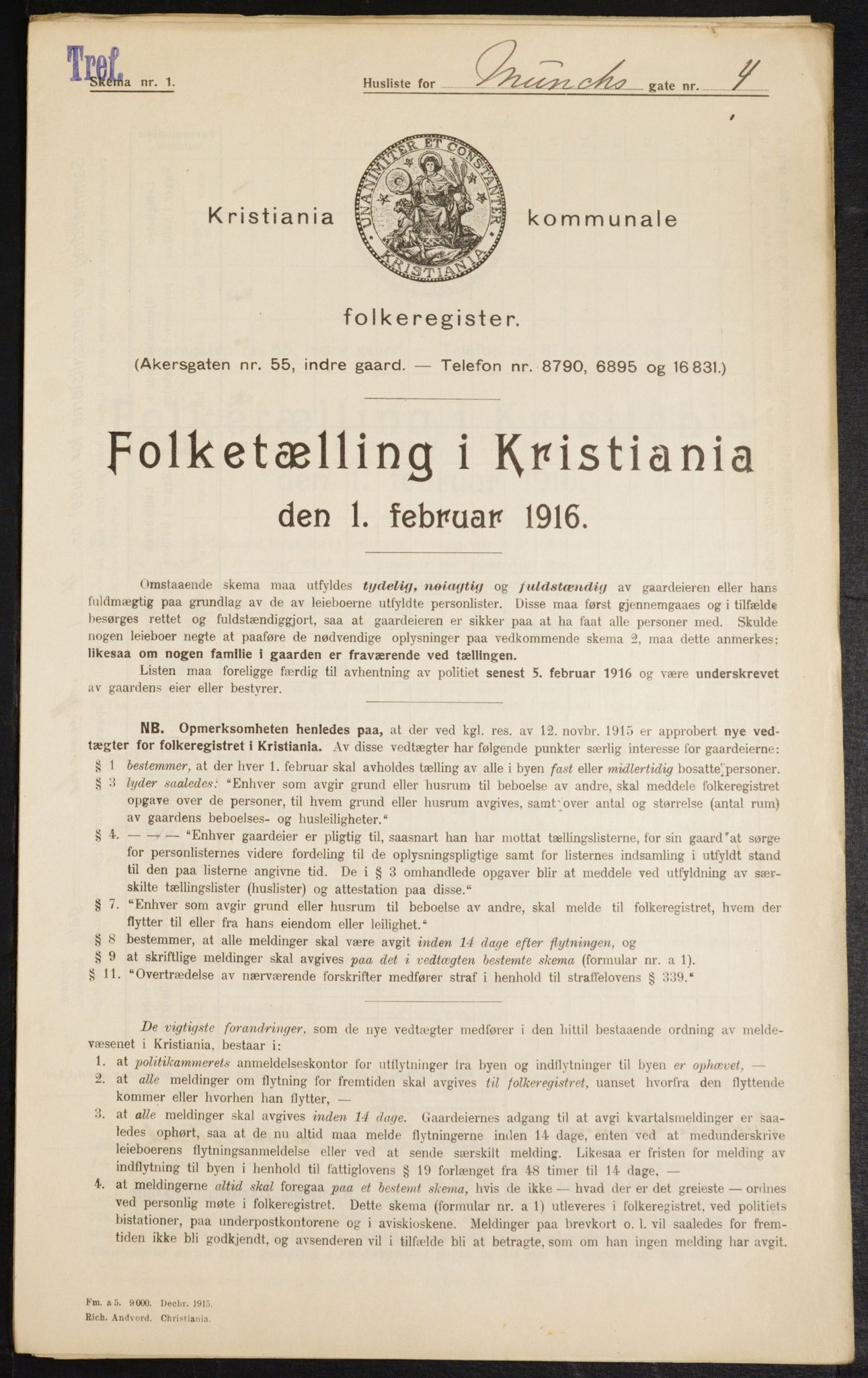 OBA, Municipal Census 1916 for Kristiania, 1916, p. 68310