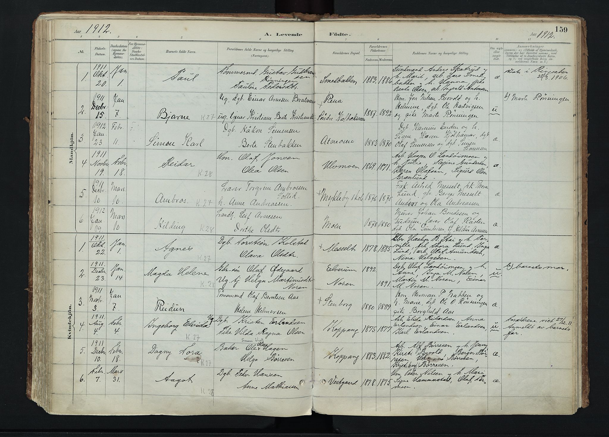 Stor-Elvdal prestekontor, AV/SAH-PREST-052/H/Ha/Haa/L0004: Parish register (official) no. 4, 1890-1922, p. 159