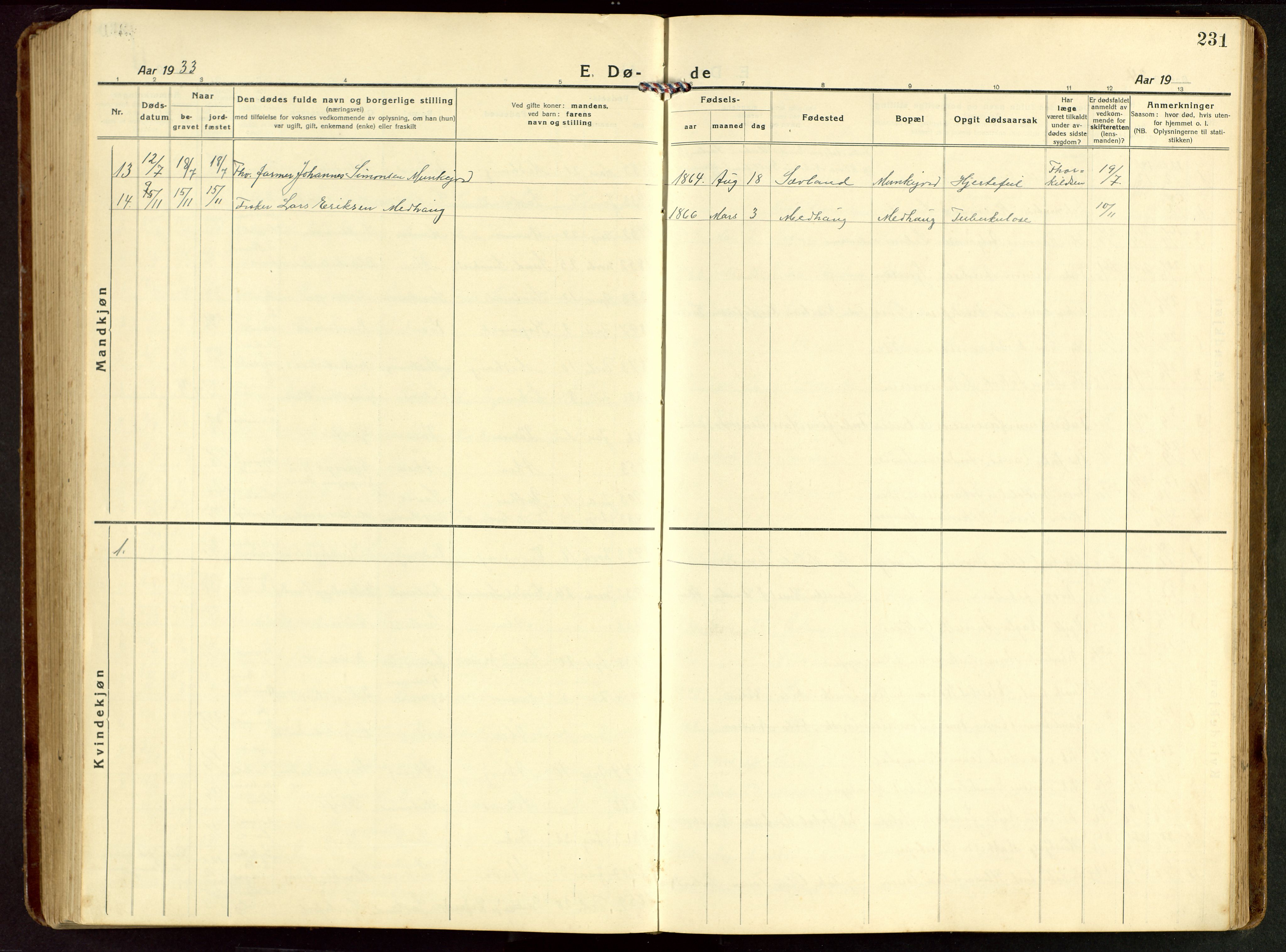 Kopervik sokneprestkontor, SAST/A-101850/H/Ha/Hab/L0014: Parish register (copy) no. B 14, 1922-1947, p. 231