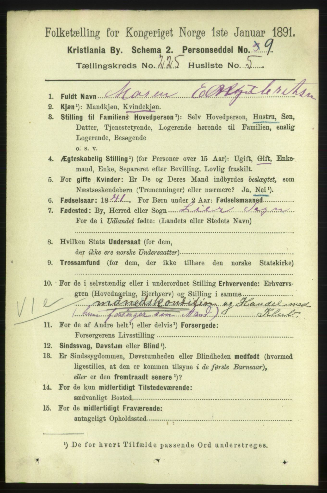 RA, 1891 census for 0301 Kristiania, 1891, p. 136480