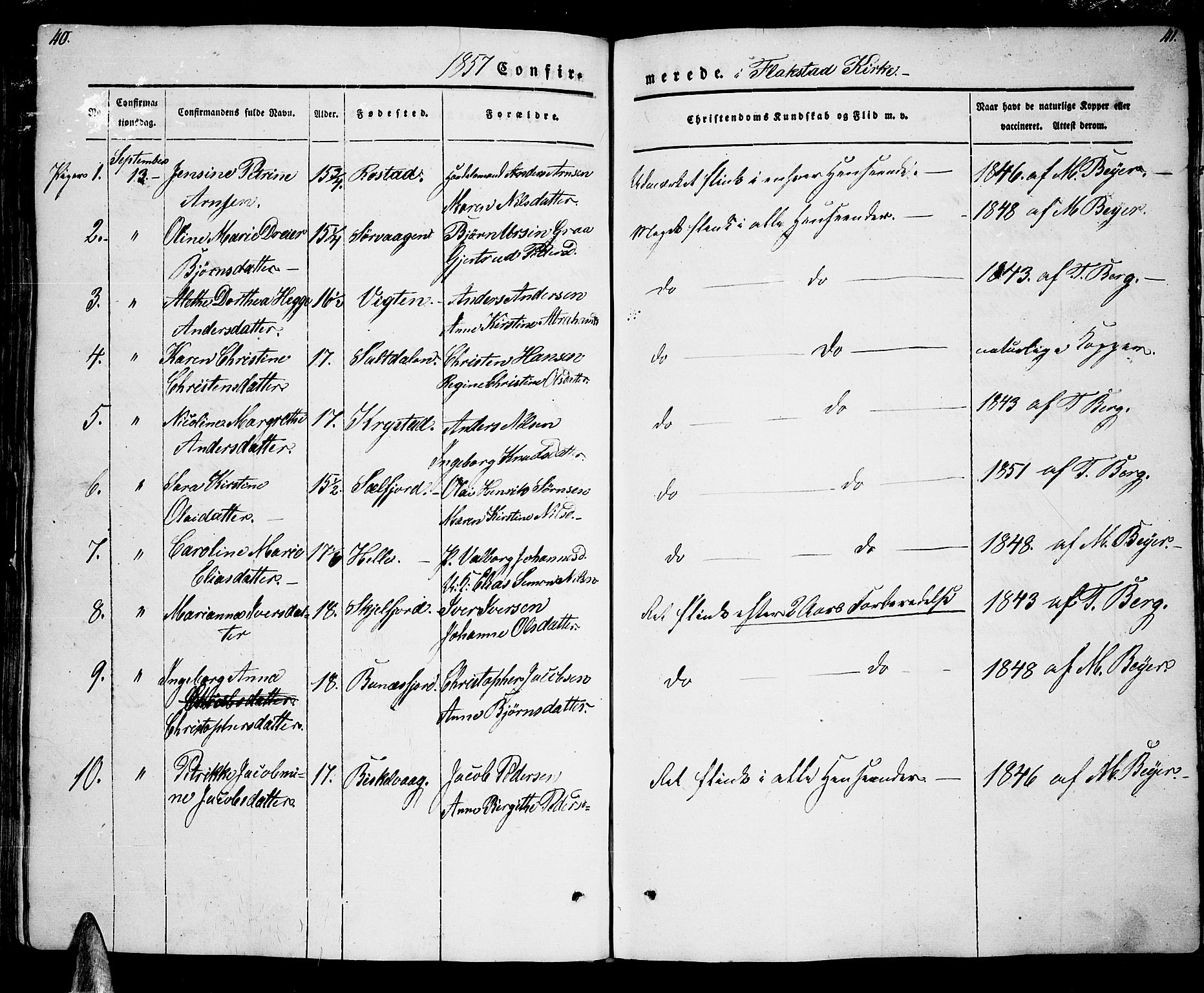 Ministerialprotokoller, klokkerbøker og fødselsregistre - Nordland, AV/SAT-A-1459/885/L1212: Parish register (copy) no. 885C01, 1847-1873, p. 40-41