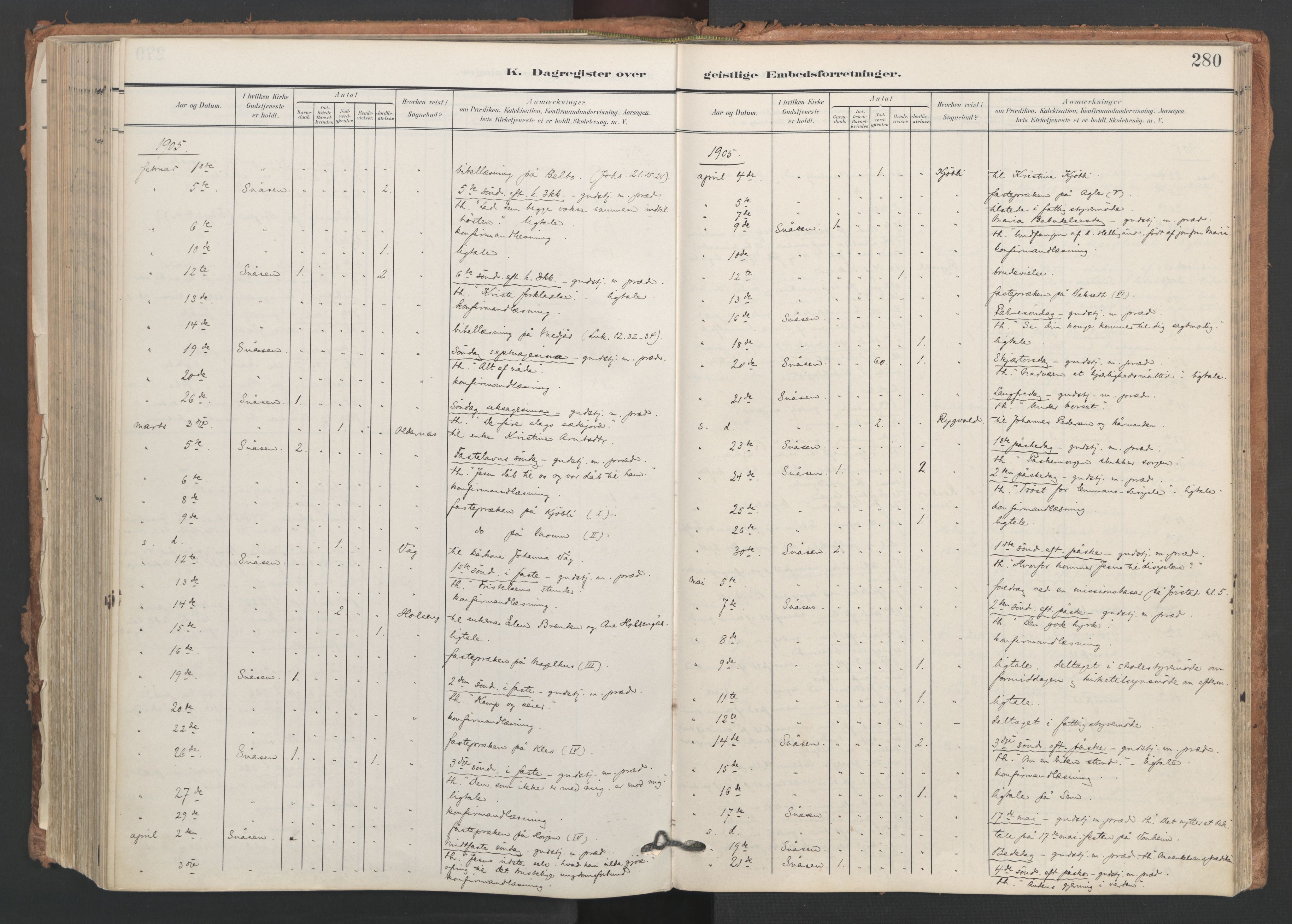 Ministerialprotokoller, klokkerbøker og fødselsregistre - Nord-Trøndelag, SAT/A-1458/749/L0477: Parish register (official) no. 749A11, 1902-1927, p. 280