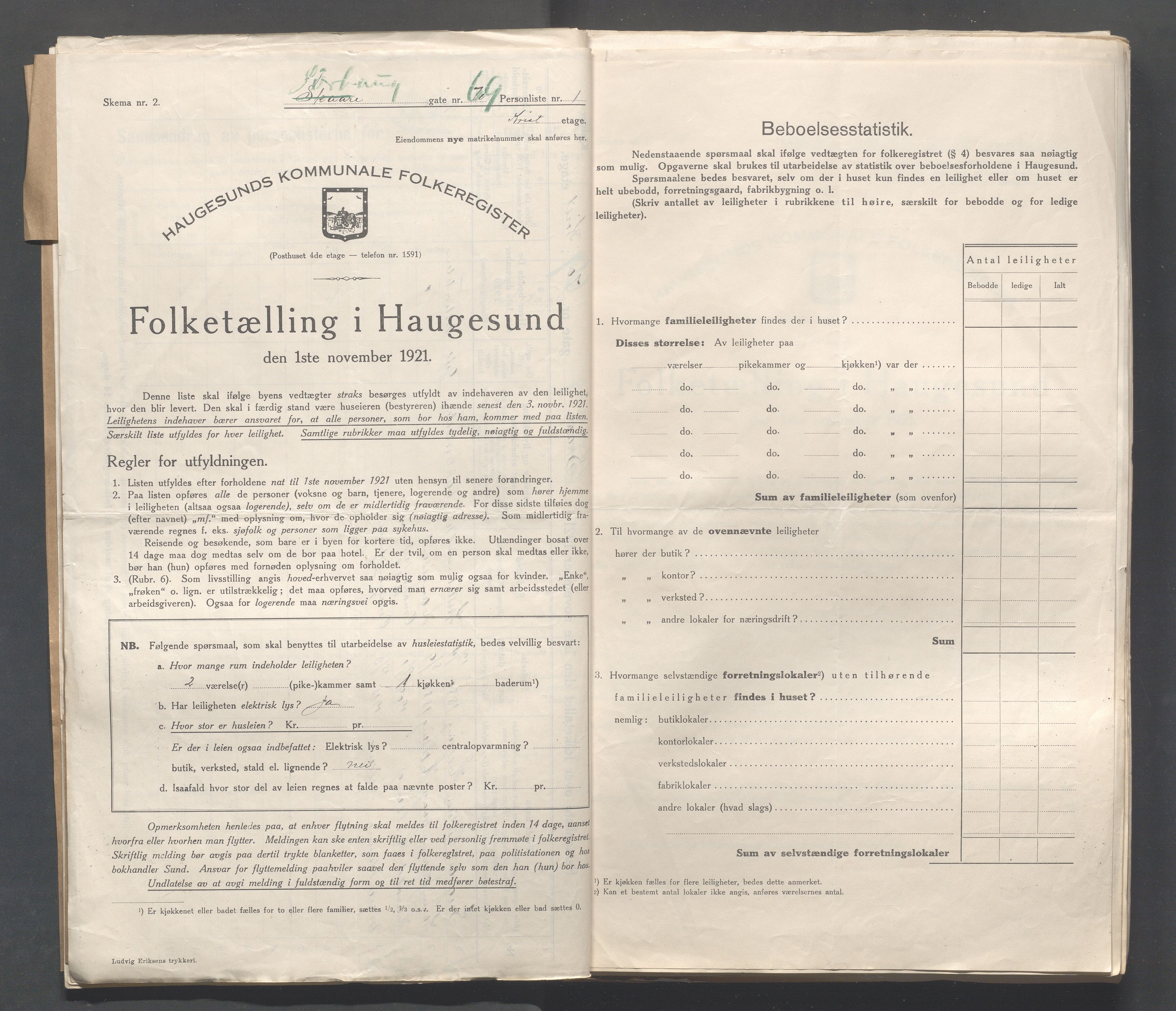 IKAR, Local census 1.11.1921 for Haugesund, 1921, p. 4993