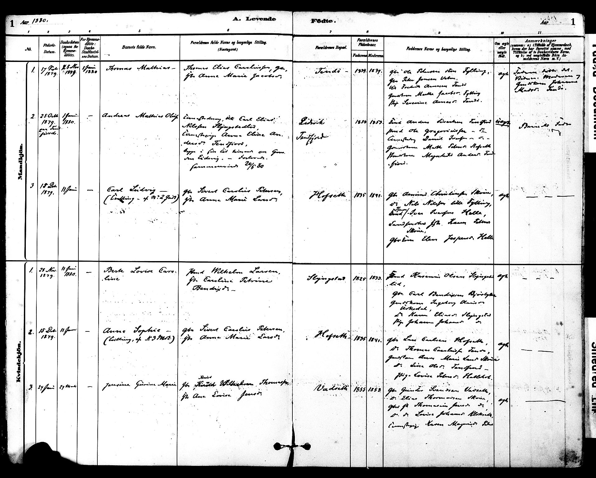 Ministerialprotokoller, klokkerbøker og fødselsregistre - Møre og Romsdal, SAT/A-1454/525/L0374: Parish register (official) no. 525A04, 1880-1899, p. 1