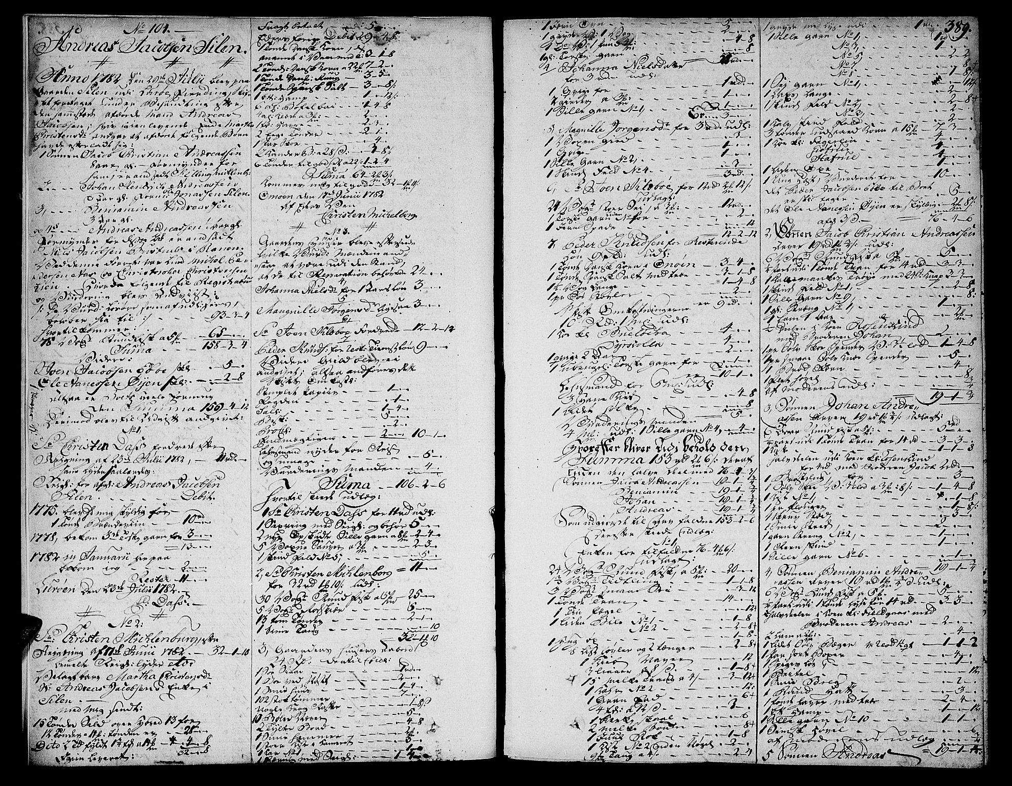Helgeland sorenskriveri, AV/SAT-A-0004/3/3A/L0062: Skifteprotokoll 14C, 1782-1784, p. 388b-389a