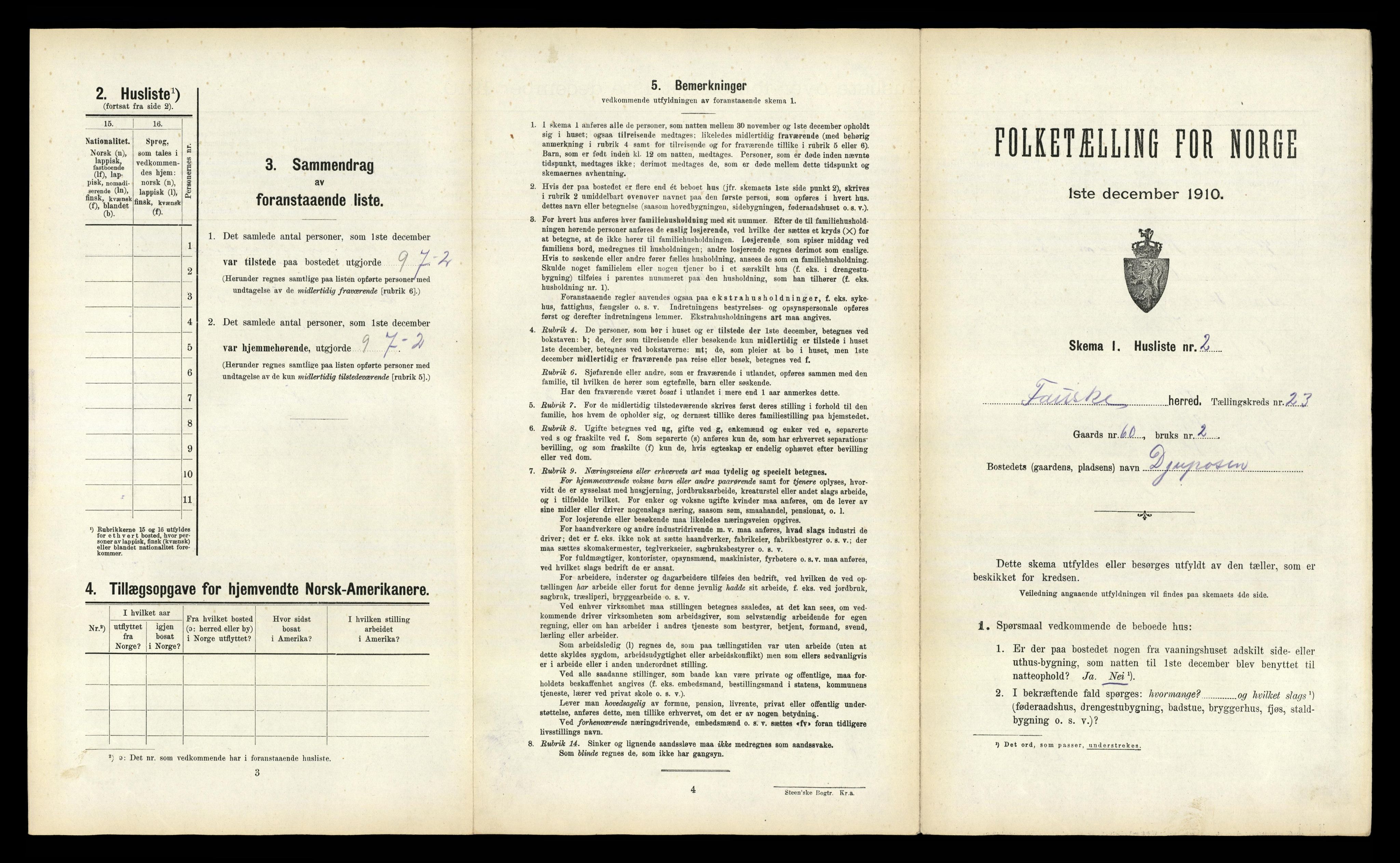 RA, 1910 census for Fauske, 1910, p. 1560