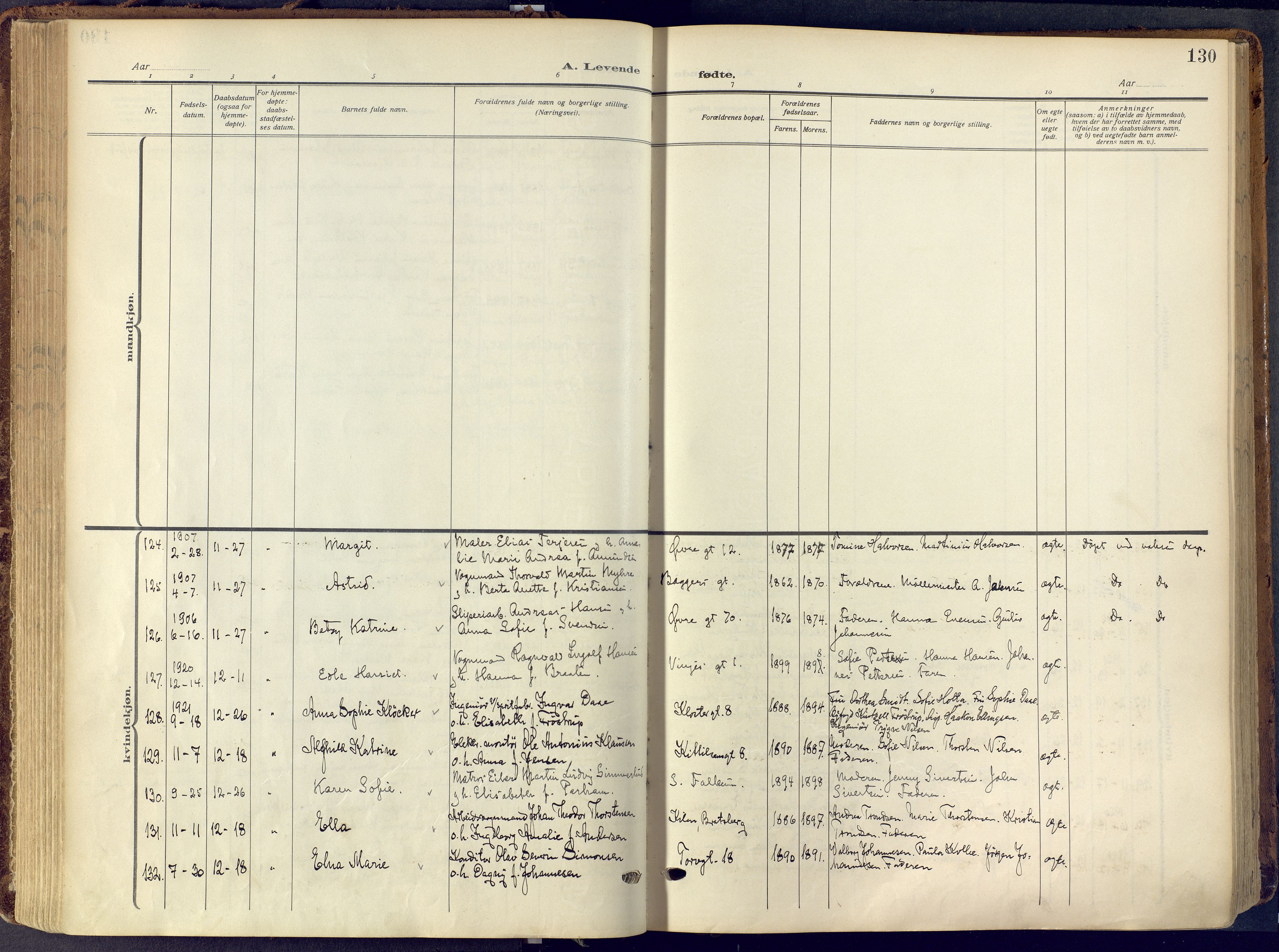 Skien kirkebøker, AV/SAKO-A-302/F/Fa/L0013: Parish register (official) no. 13, 1915-1921, p. 130