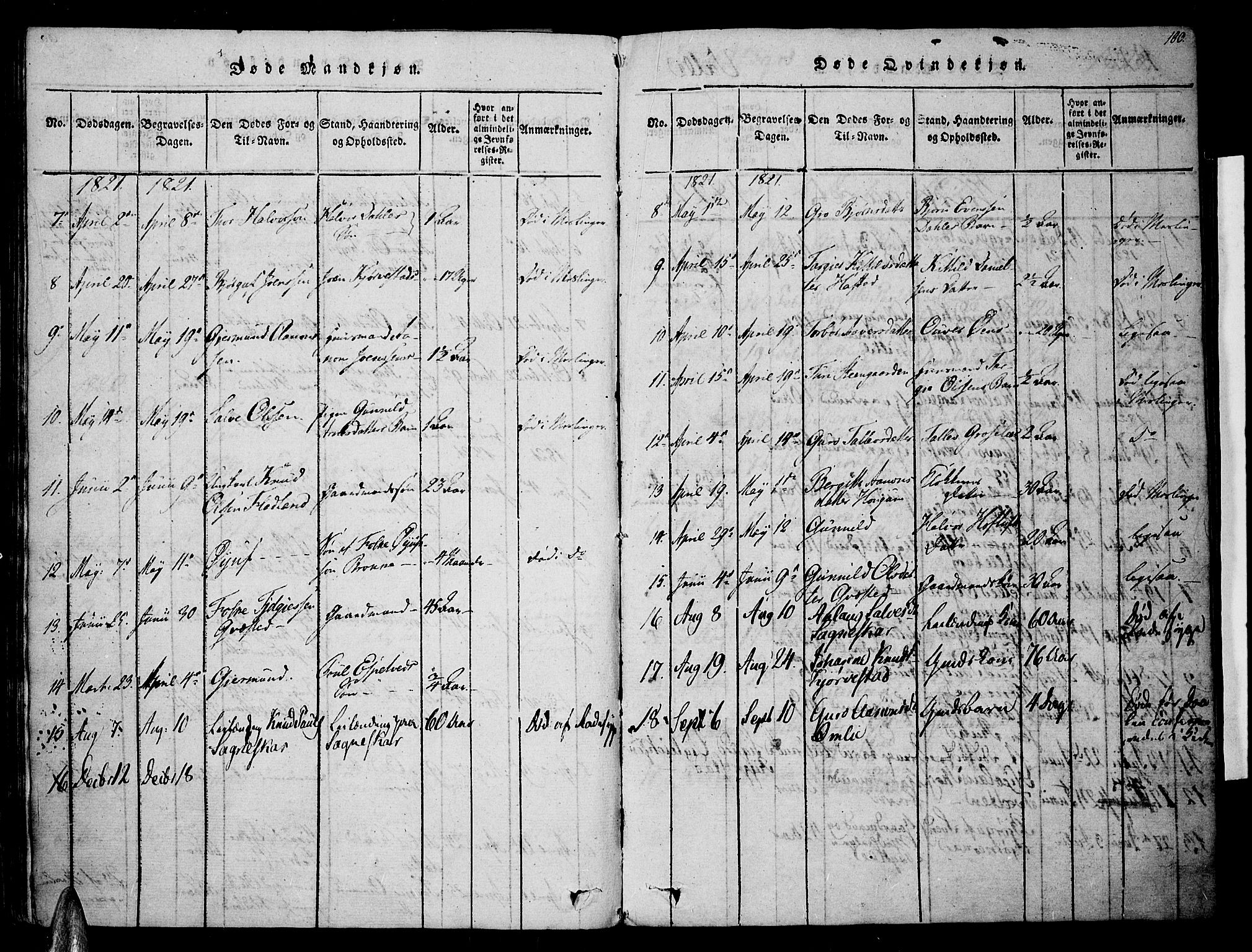 Valle sokneprestkontor, SAK/1111-0044/F/Fa/Fac/L0005: Parish register (official) no. A 5 /1, 1816-1831, p. 100