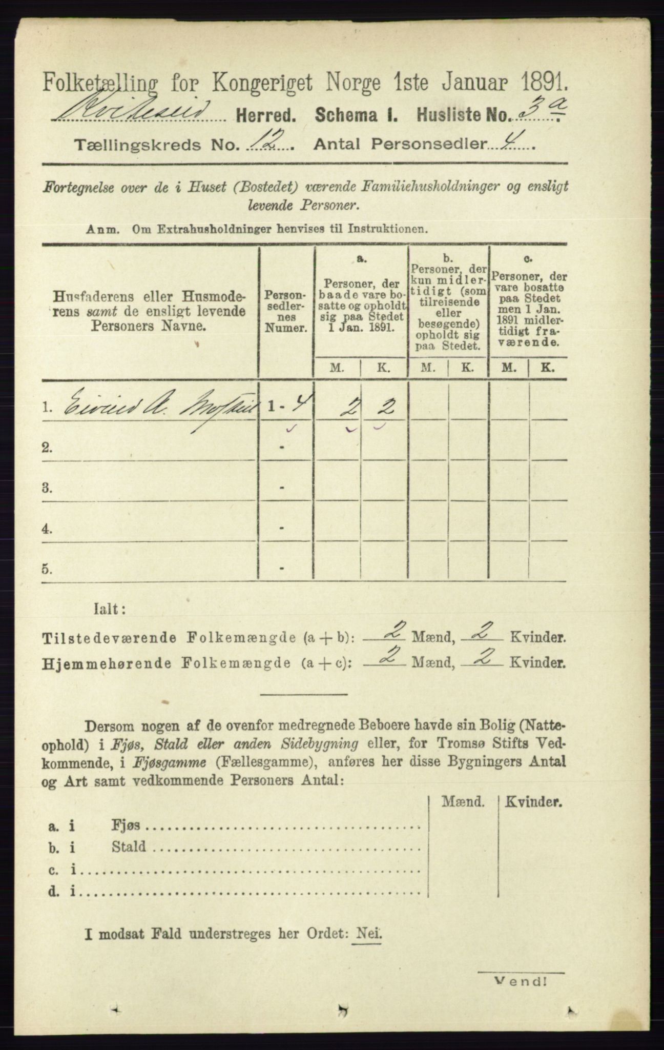 RA, 1891 census for 0829 Kviteseid, 1891, p. 2814