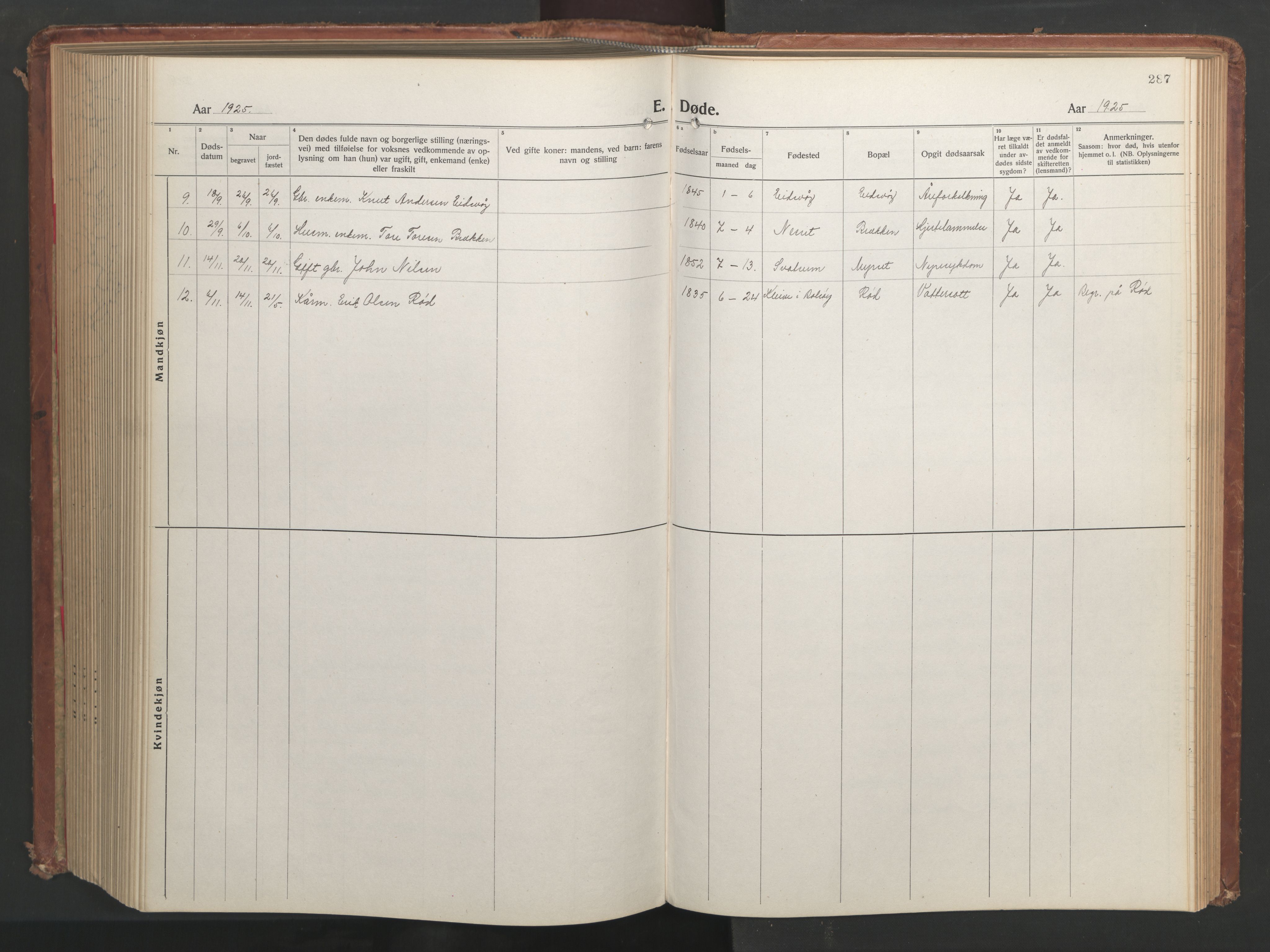 Ministerialprotokoller, klokkerbøker og fødselsregistre - Møre og Romsdal, SAT/A-1454/551/L0633: Parish register (copy) no. 551C05, 1921-1961, p. 287