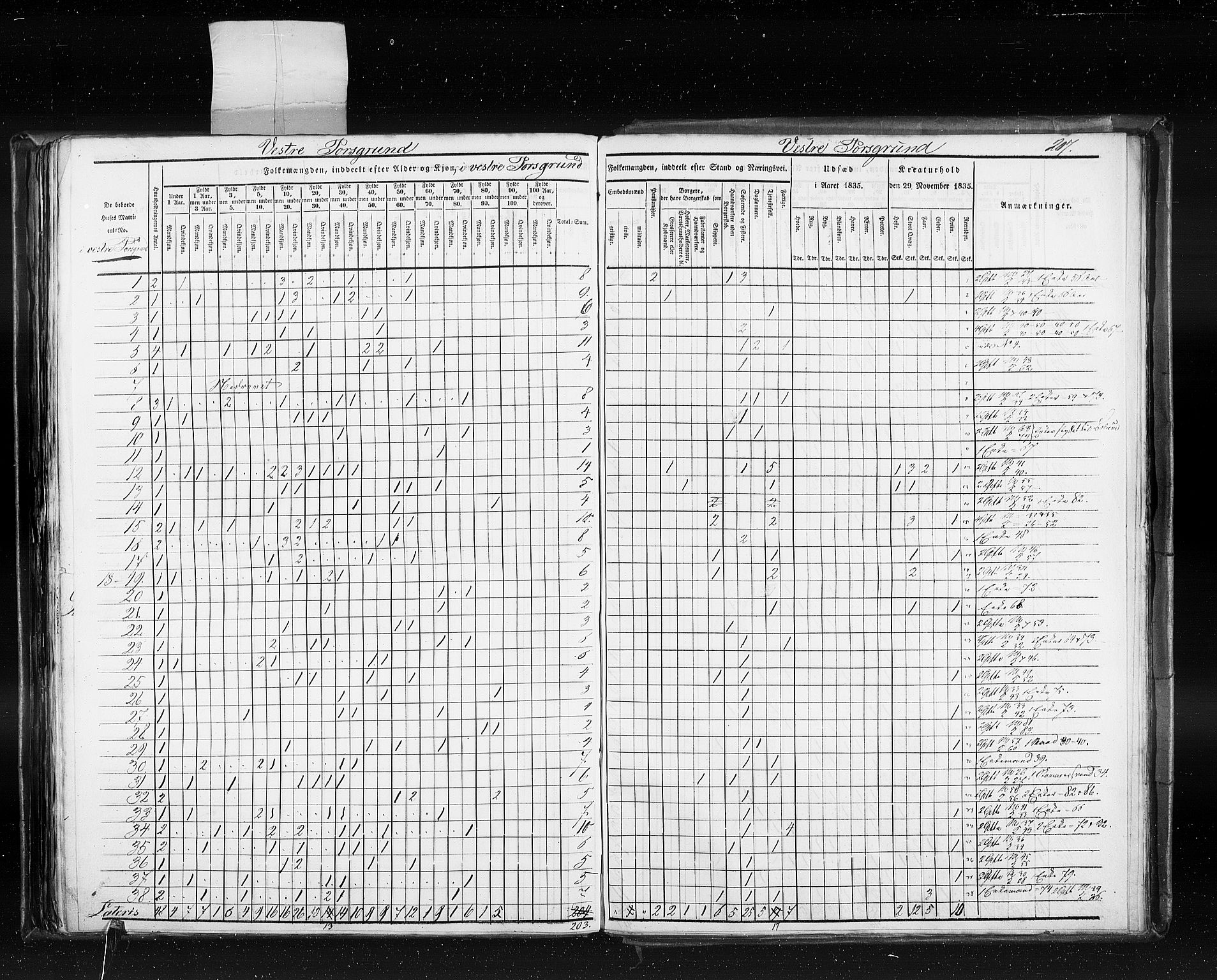 RA, Census 1835, vol. 10: Kjøpsteder og ladesteder: Fredrikshald-Kragerø, 1835, p. 207