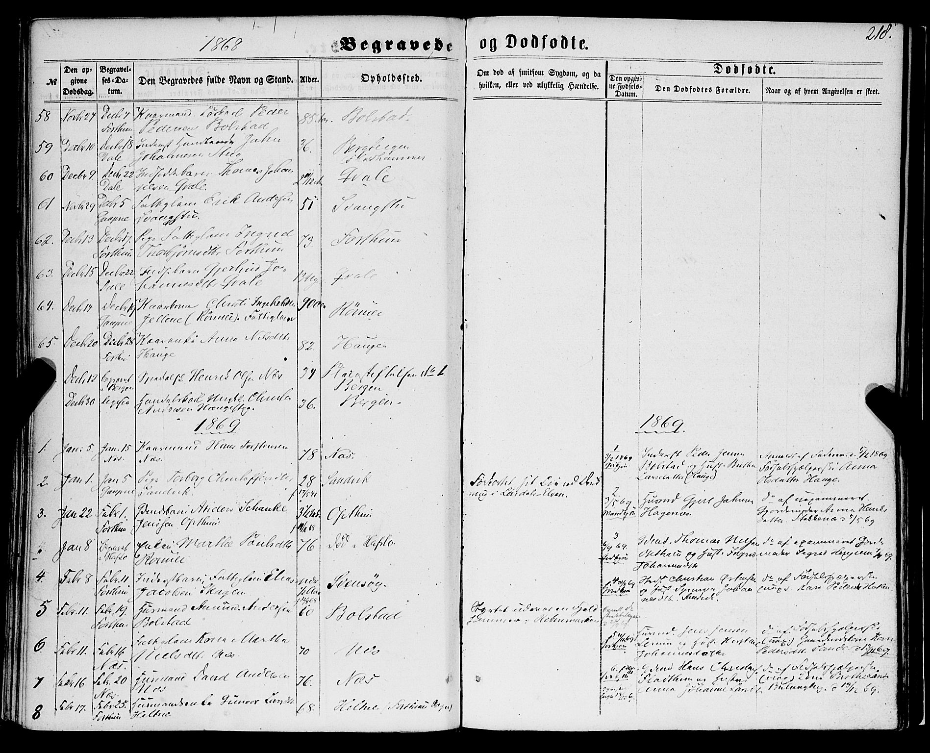 Luster sokneprestembete, AV/SAB-A-81101/H/Haa/Haaa/L0008: Parish register (official) no. A 8, 1860-1870, p. 218