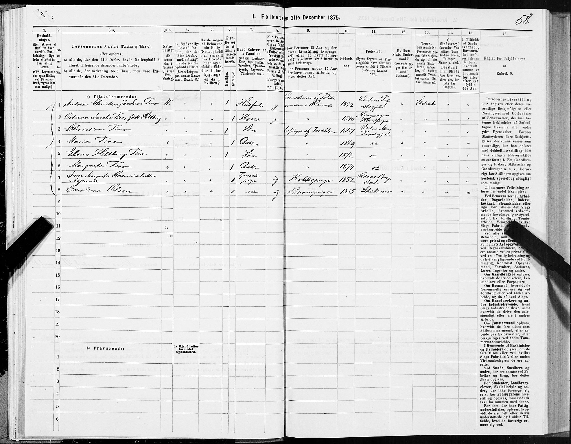 SAT, 1875 census for 1640P Røros, 1875, p. 1058