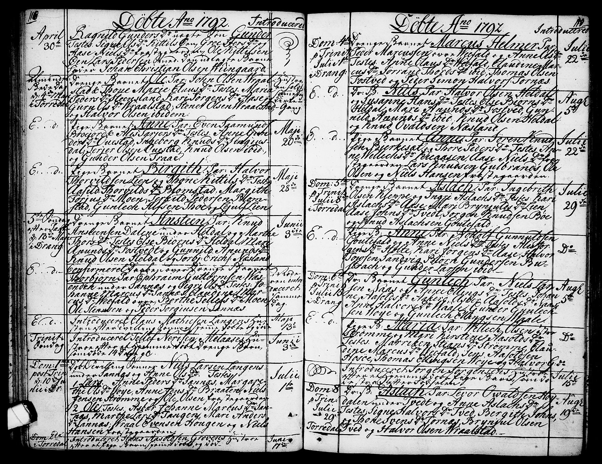 Drangedal kirkebøker, SAKO/A-258/F/Fa/L0003: Parish register (official) no. 3, 1768-1814, p. 118-119