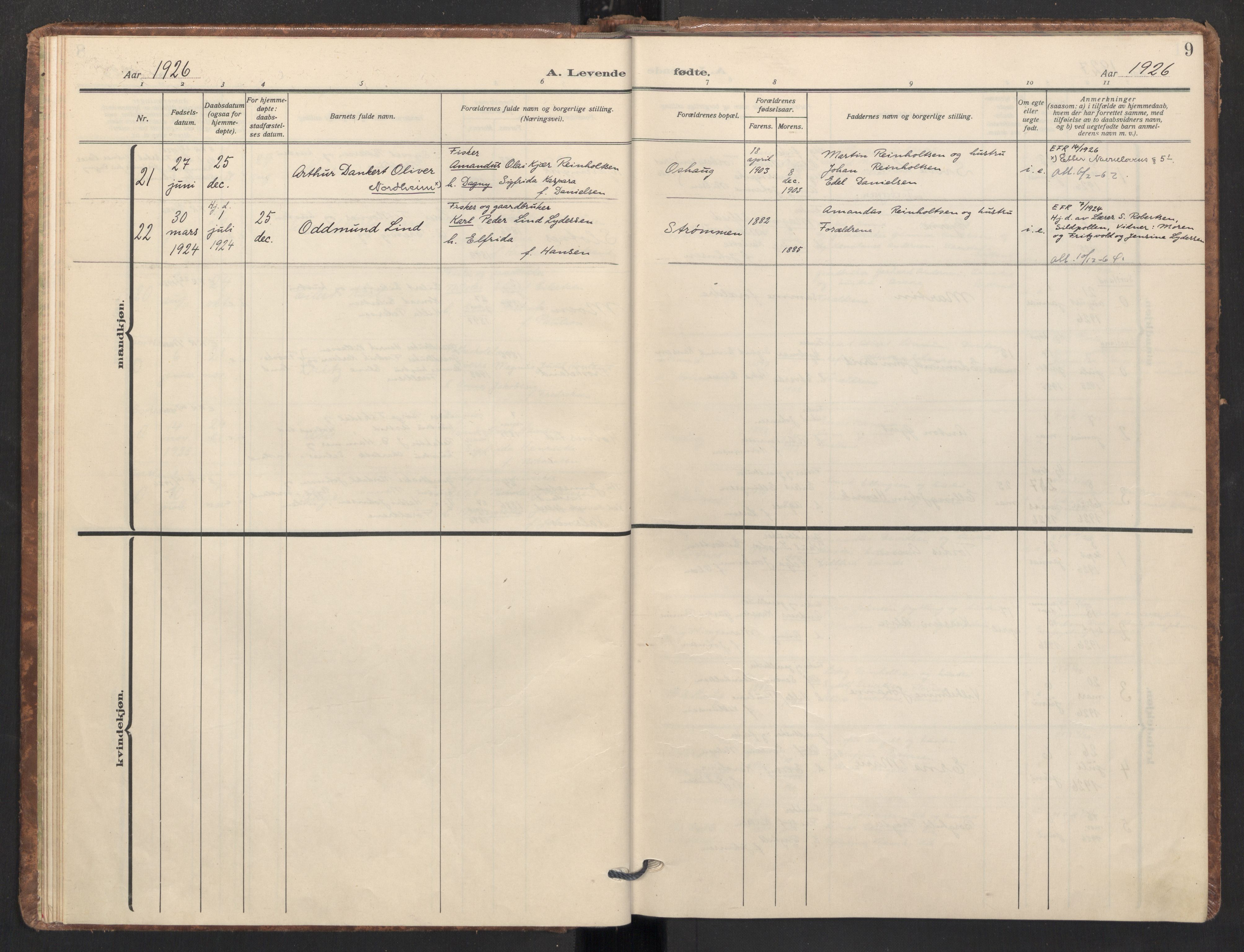 Ministerialprotokoller, klokkerbøker og fødselsregistre - Nordland, AV/SAT-A-1459/890/L1289: Parish register (official) no. 890A04, 1925-1939, p. 9