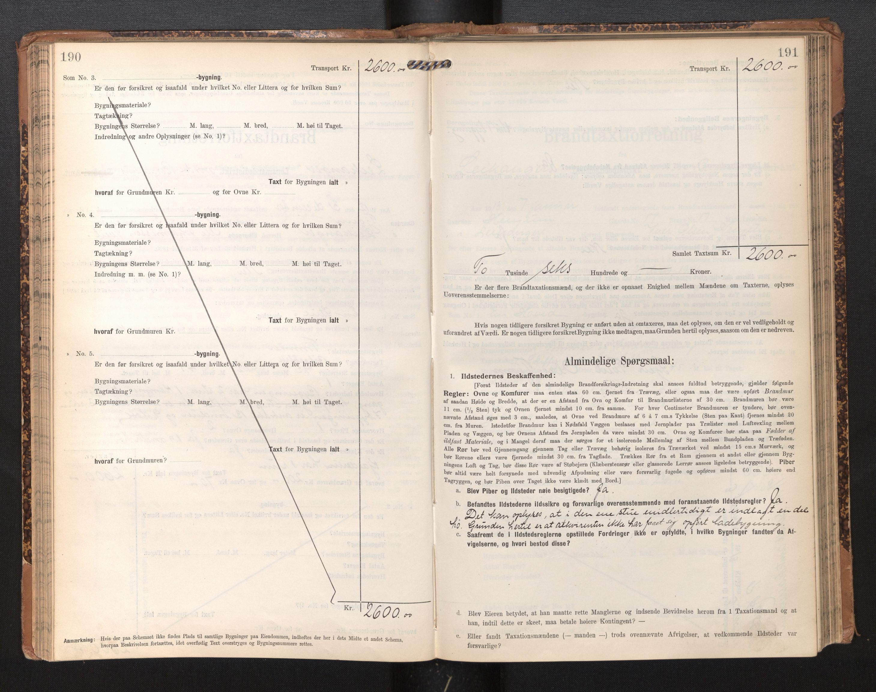 Lensmannen i Leikanger, AV/SAB-A-29201/0012/L0005: Branntakstprotokoll, skjematakst, 1907-1917, p. 190-191