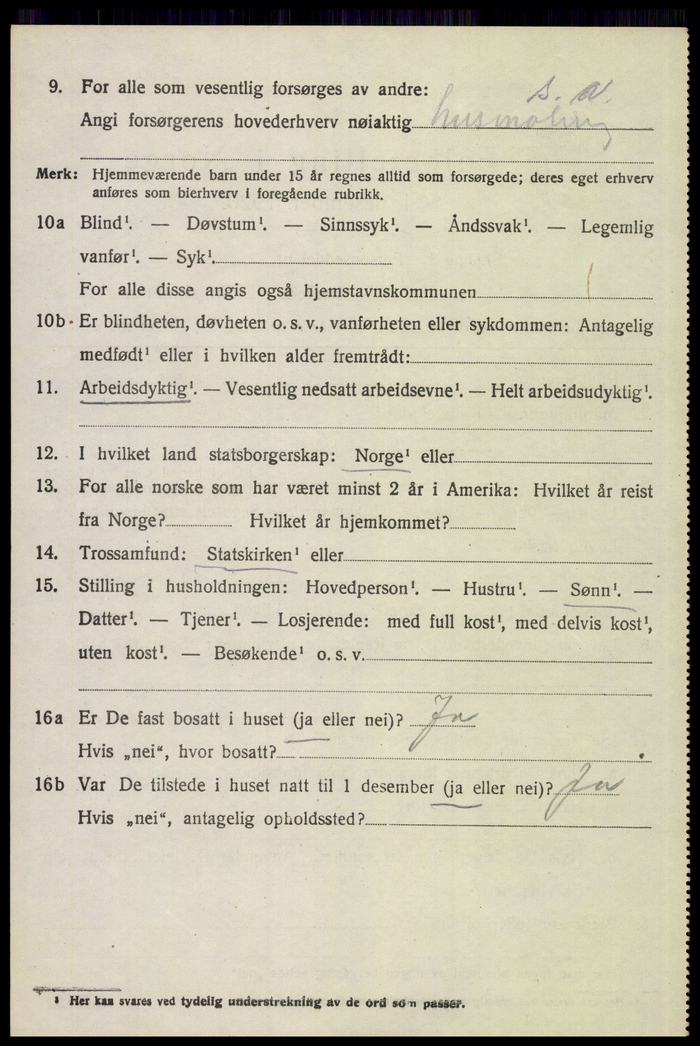 SAH, 1920 census for Elverum, 1920, p. 11091