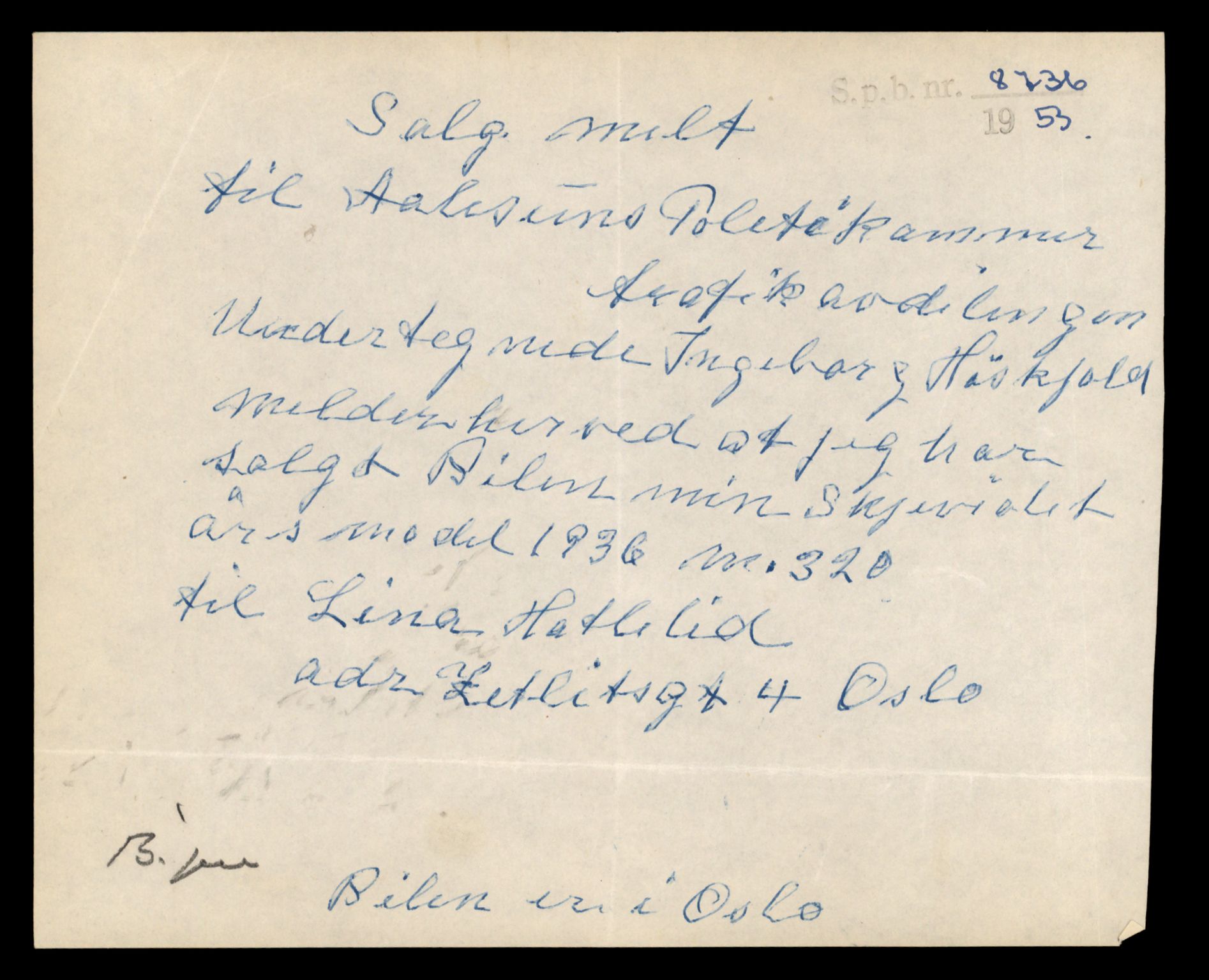 Møre og Romsdal vegkontor - Ålesund trafikkstasjon, SAT/A-4099/F/Fe/L0003: Registreringskort for kjøretøy T 232 - T 340, 1927-1998, p. 2910