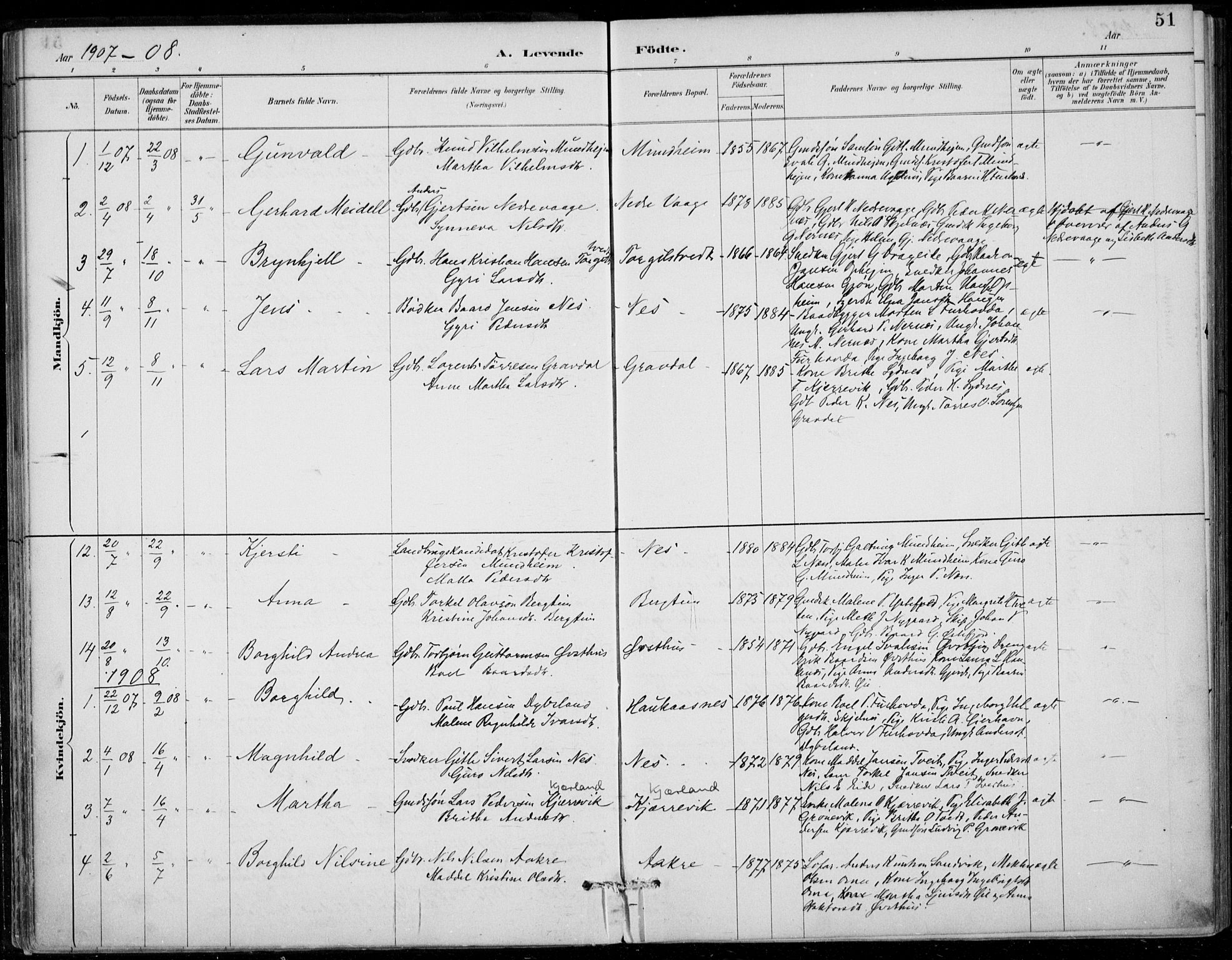 Strandebarm sokneprestembete, SAB/A-78401/H/Haa: Parish register (official) no. D  1, 1886-1912, p. 51