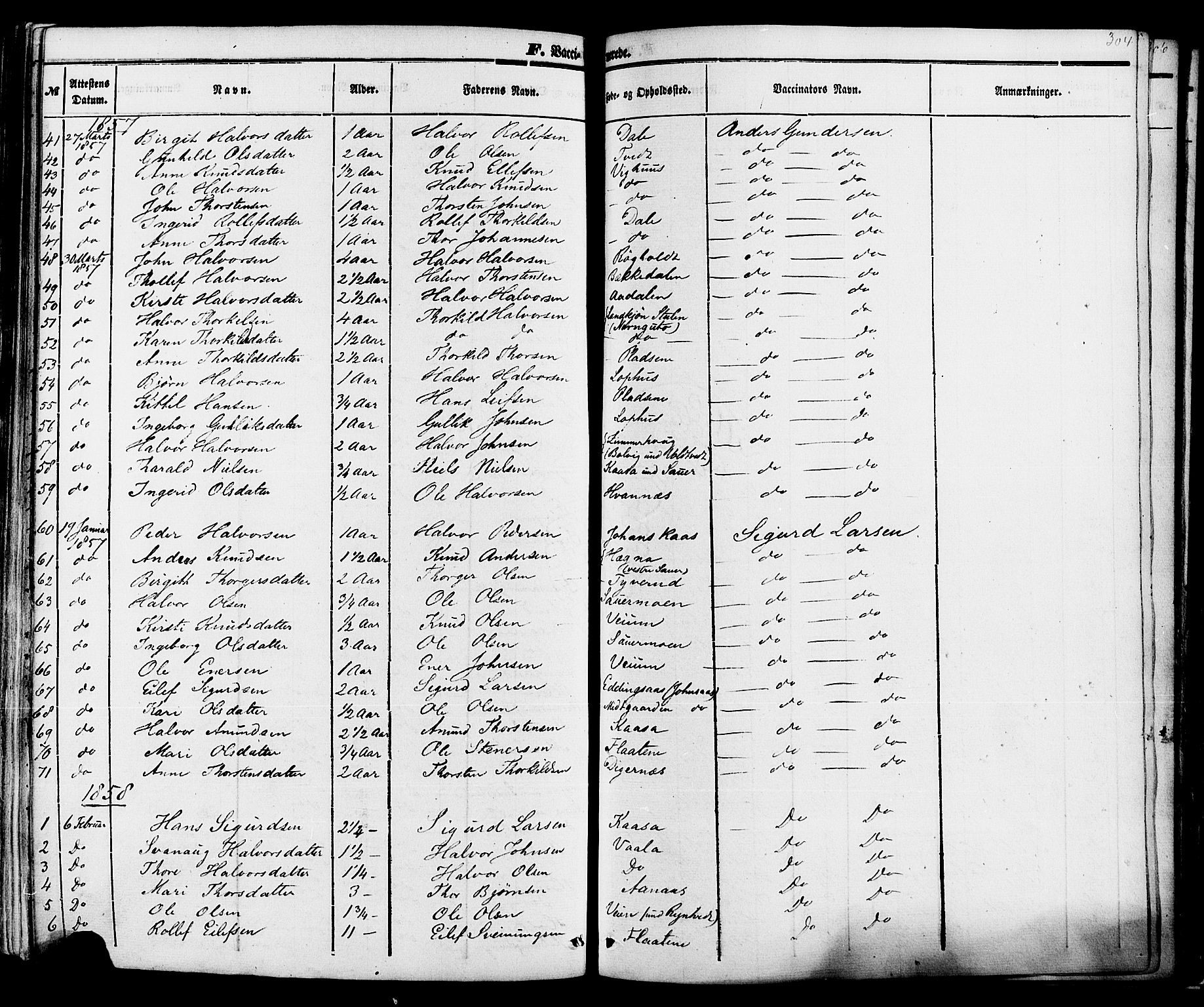 Sauherad kirkebøker, SAKO/A-298/F/Fa/L0007: Parish register (official) no. I 7, 1851-1873, p. 304