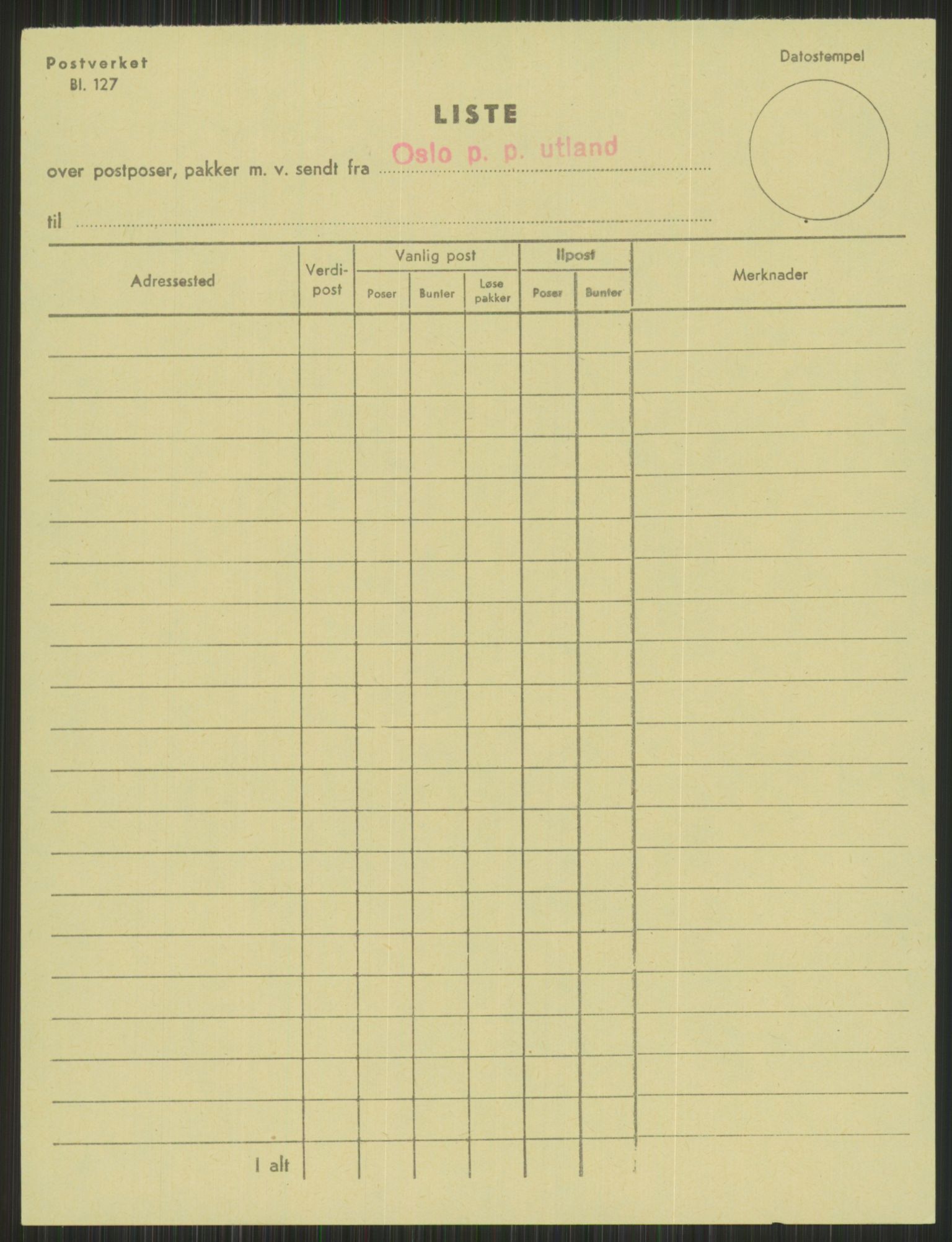 Poststyret, Statistikkontoret (D), AV/RA-S-4658/D/L0038/0004: Økonomi. Driftsøkonomiske undersøkelser / Pakkepost til utlandet, 1953, p. 9