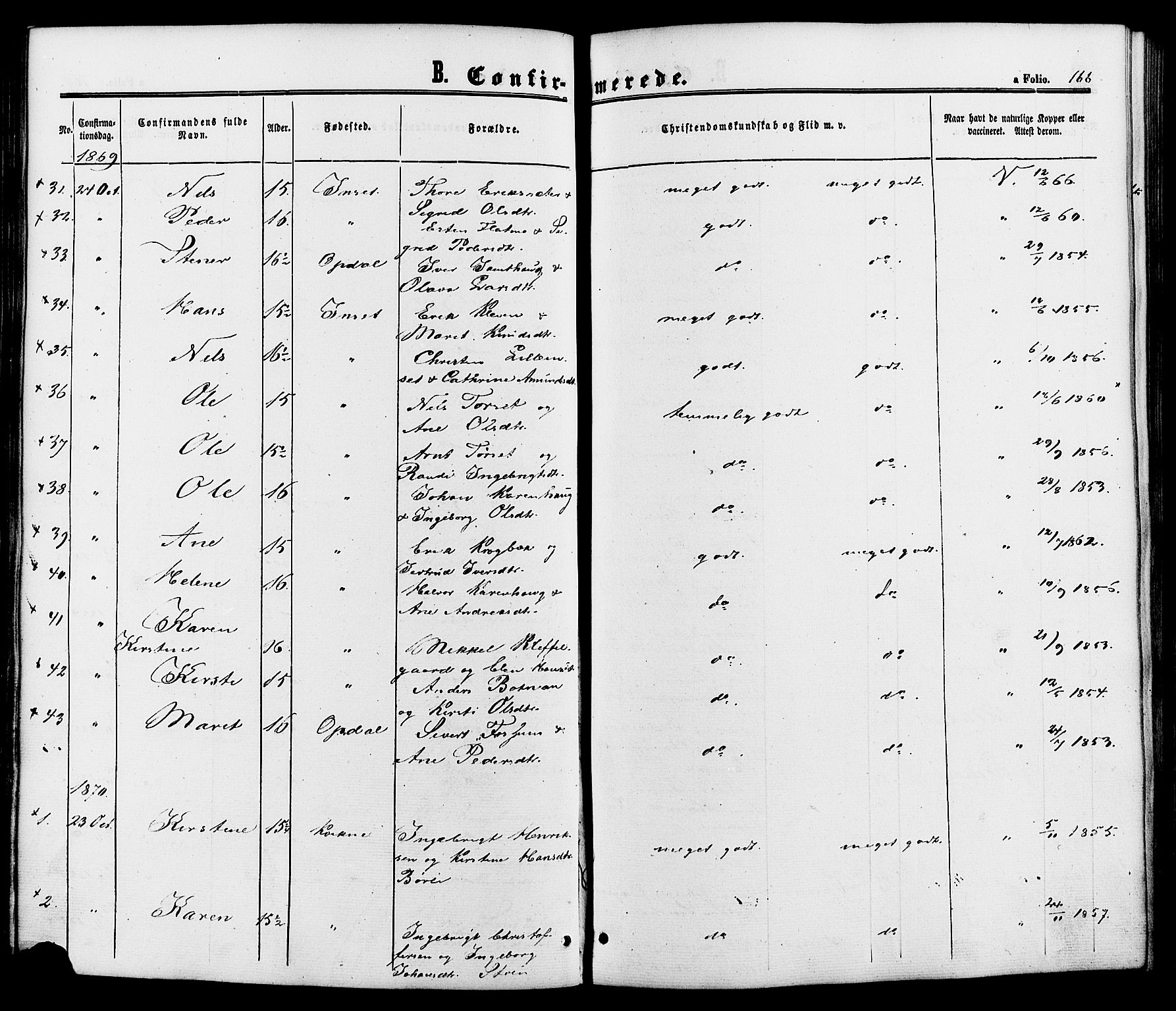 Kvikne prestekontor, SAH/PREST-064/H/Ha/Haa/L0006: Parish register (official) no. 6, 1863-1886, p. 166