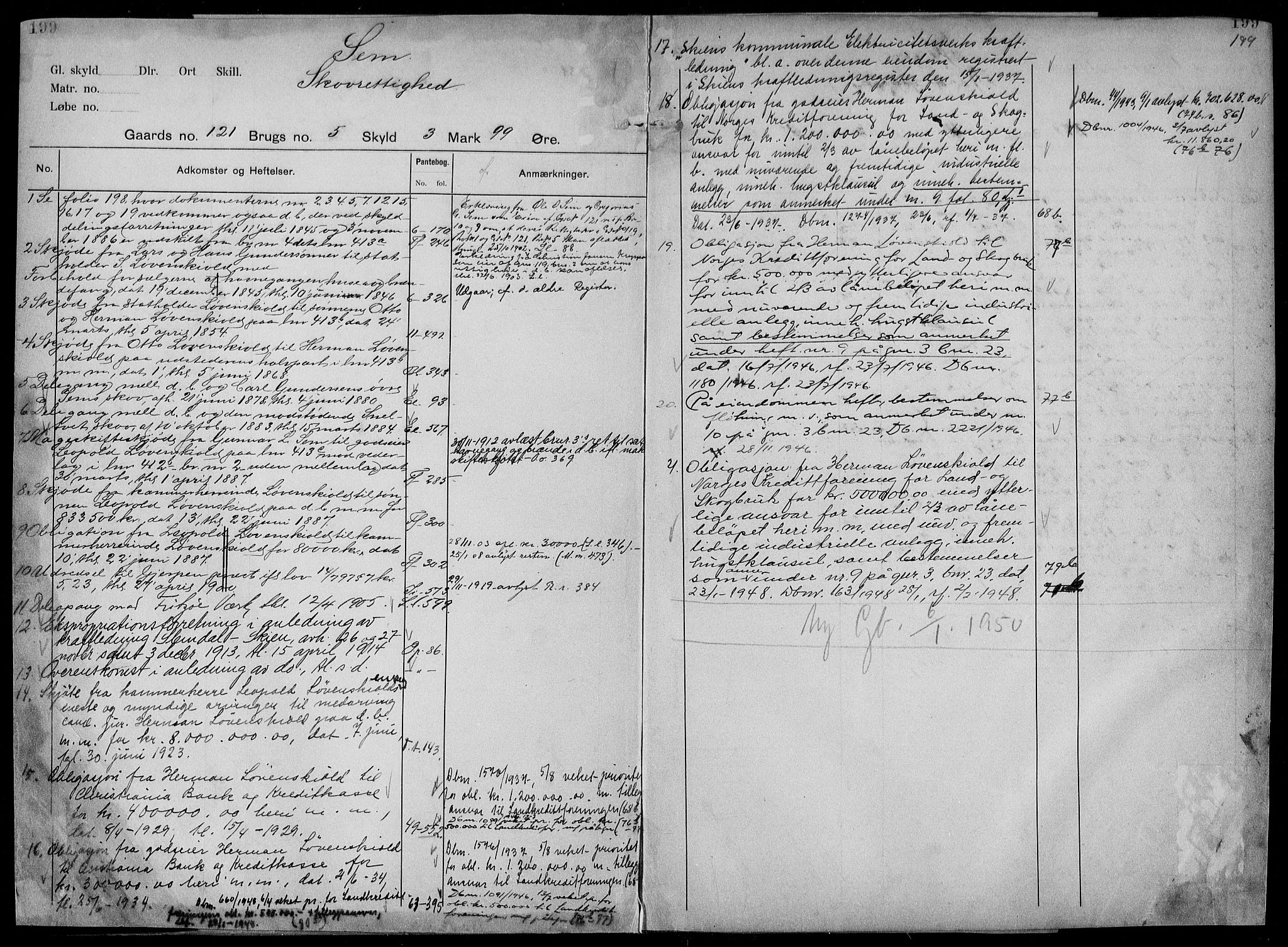 Gjerpen sorenskriveri, AV/SAKO-A-216/G/Gb/Gbd/L0004a: Mortgage register no. IV 4a, p. 199
