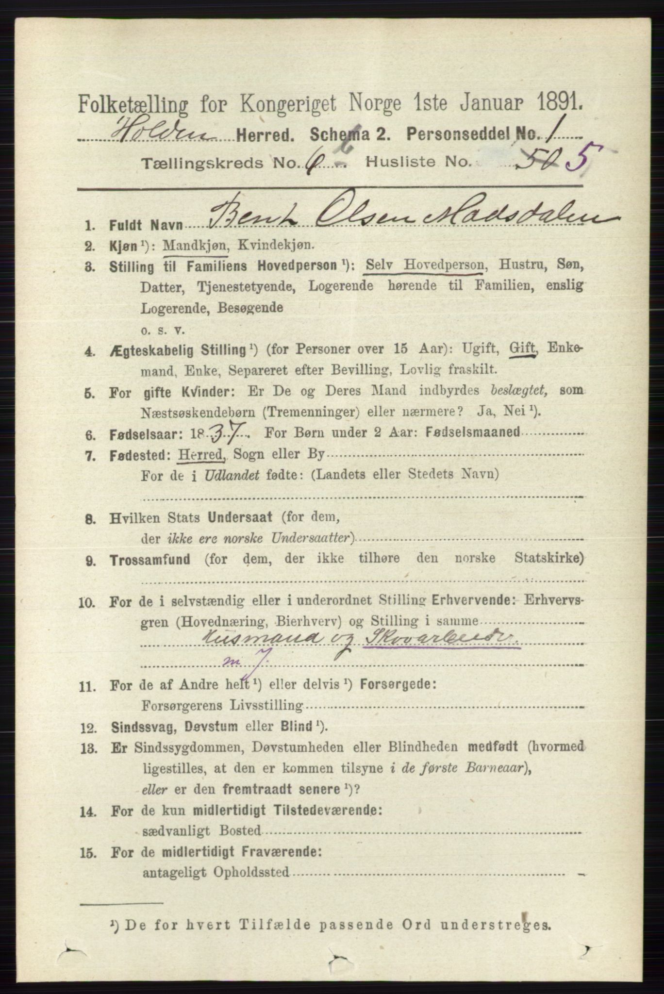 RA, 1891 census for 0819 Holla, 1891, p. 3197