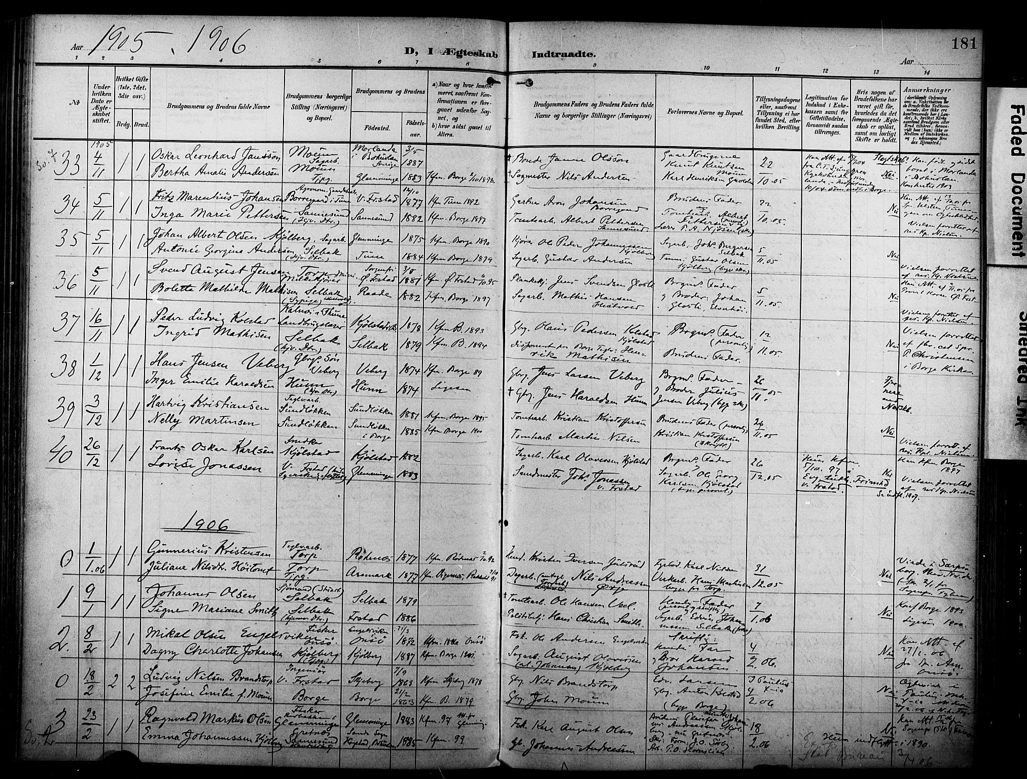 Borge prestekontor Kirkebøker, SAO/A-10903/F/Fa/L0009: Parish register (official) no. I 9, 1902-1911, p. 181