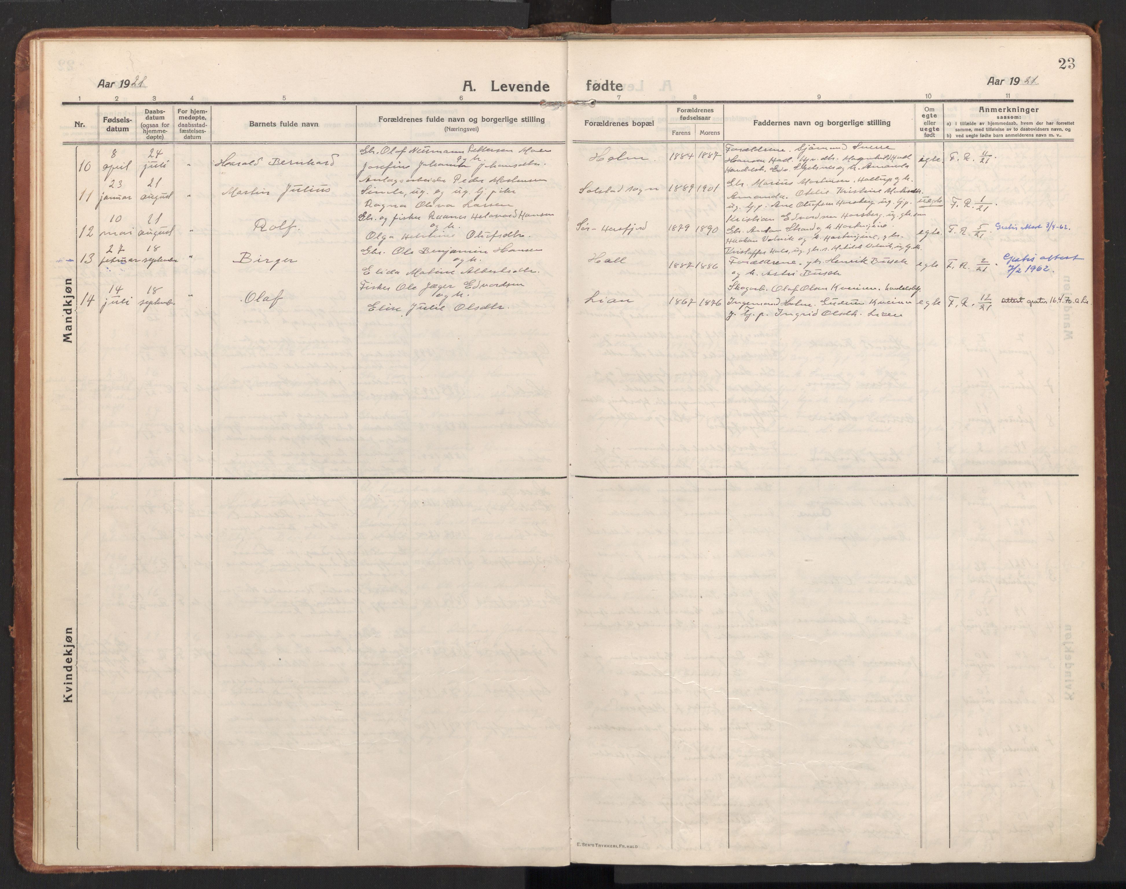 Ministerialprotokoller, klokkerbøker og fødselsregistre - Nordland, AV/SAT-A-1459/811/L0168: Parish register (official) no. 811A05, 1914-1932, p. 23