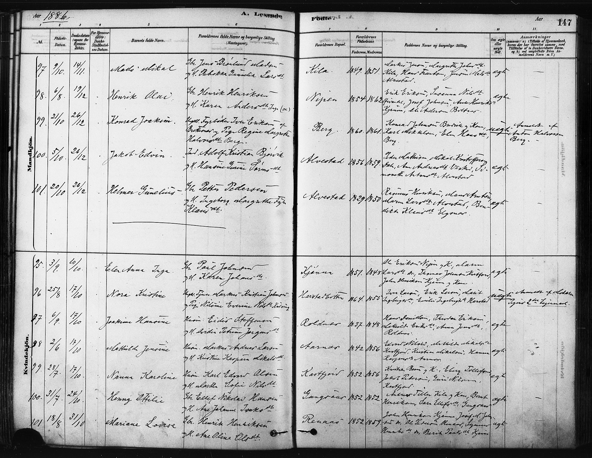 Trondenes sokneprestkontor, SATØ/S-1319/H/Ha/L0014kirke: Parish register (official) no. 14, 1878-1889, p. 147