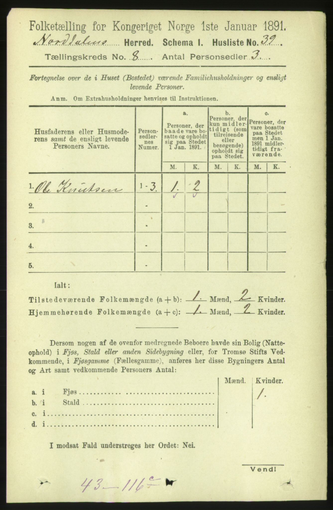 RA, 1891 census for 1524 Norddal, 1891, p. 1553