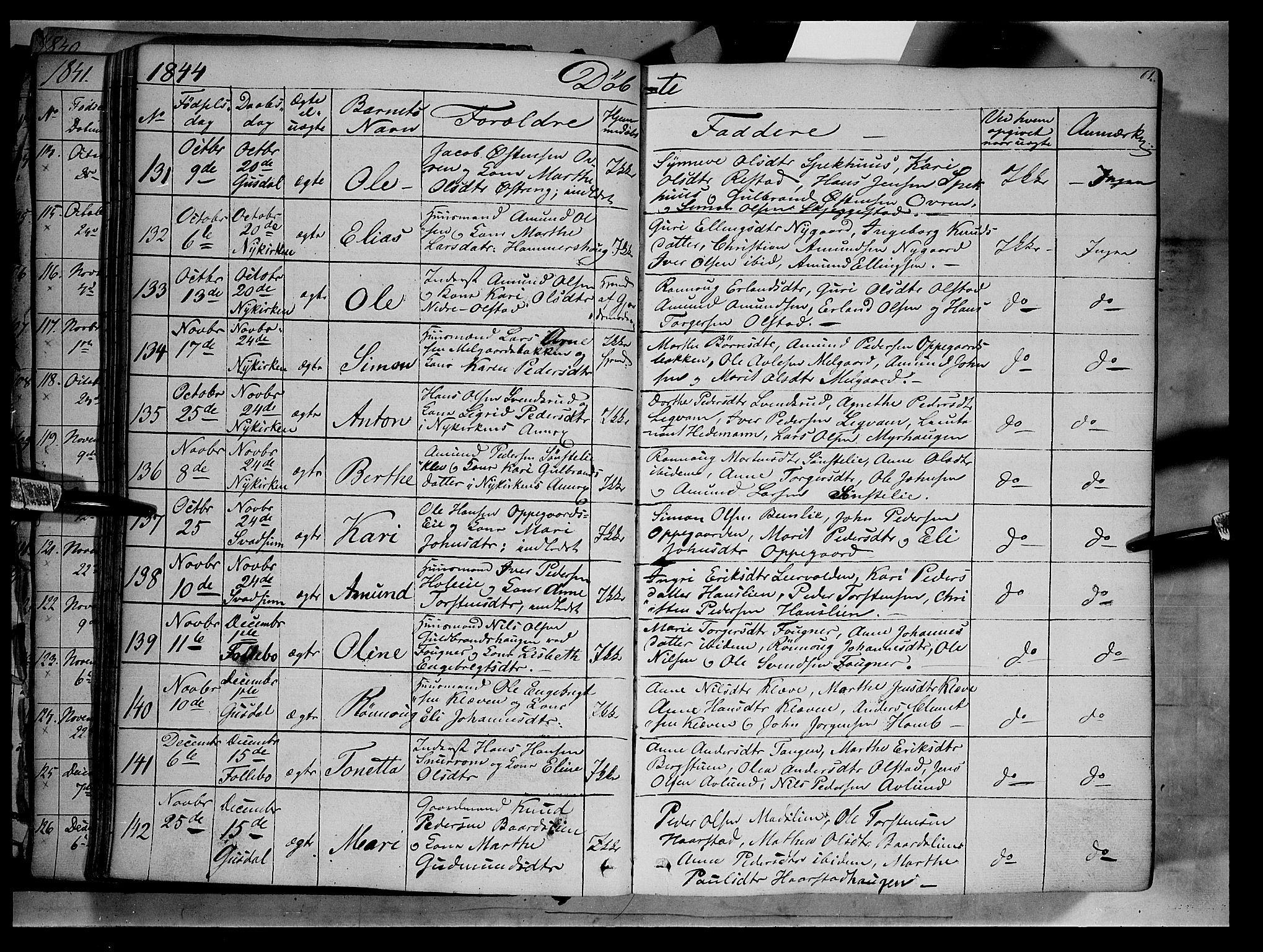 Gausdal prestekontor, SAH/PREST-090/H/Ha/Haa/L0007: Parish register (official) no. 7, 1840-1850, p. 61