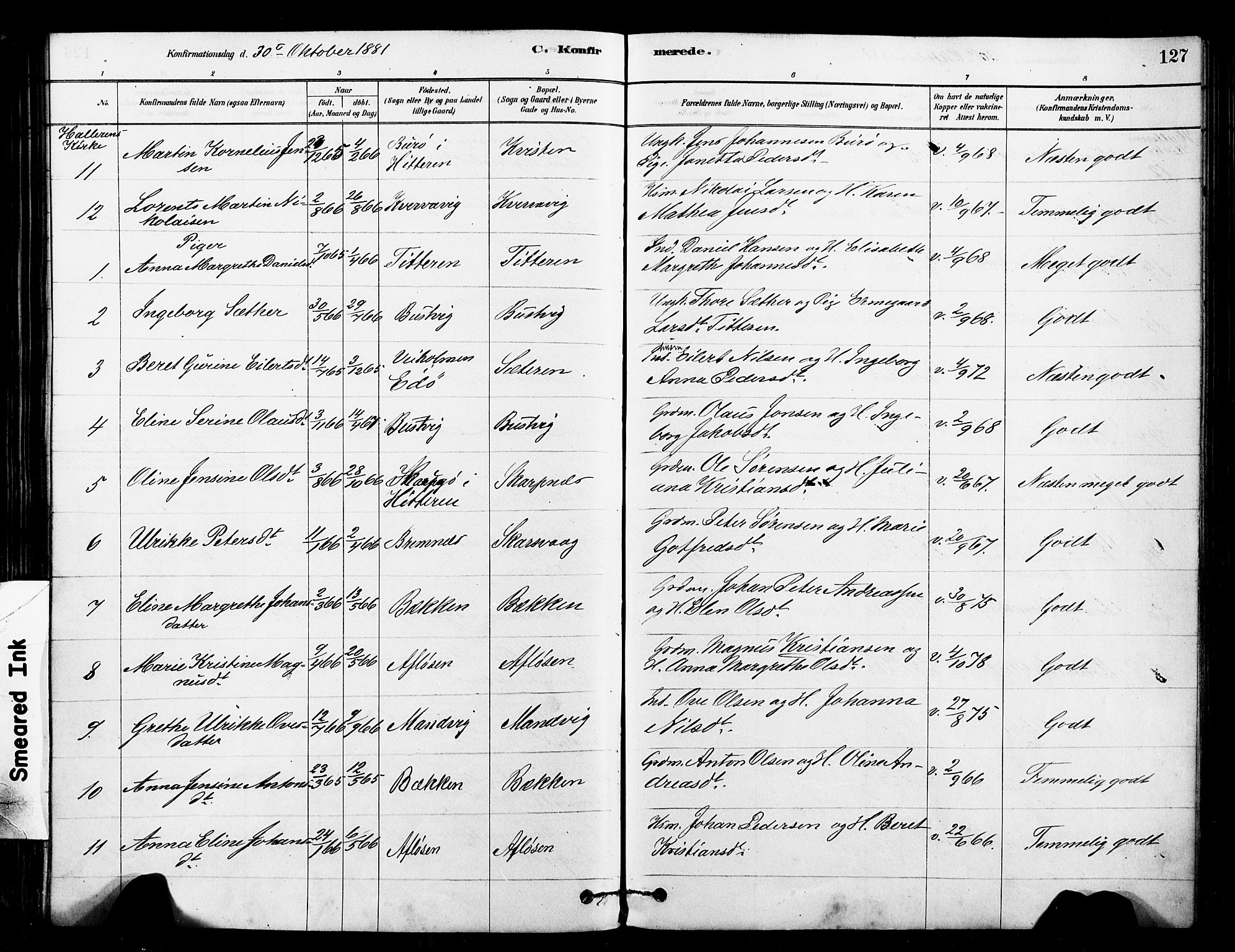 Ministerialprotokoller, klokkerbøker og fødselsregistre - Sør-Trøndelag, SAT/A-1456/640/L0578: Parish register (official) no. 640A03, 1879-1889, p. 127